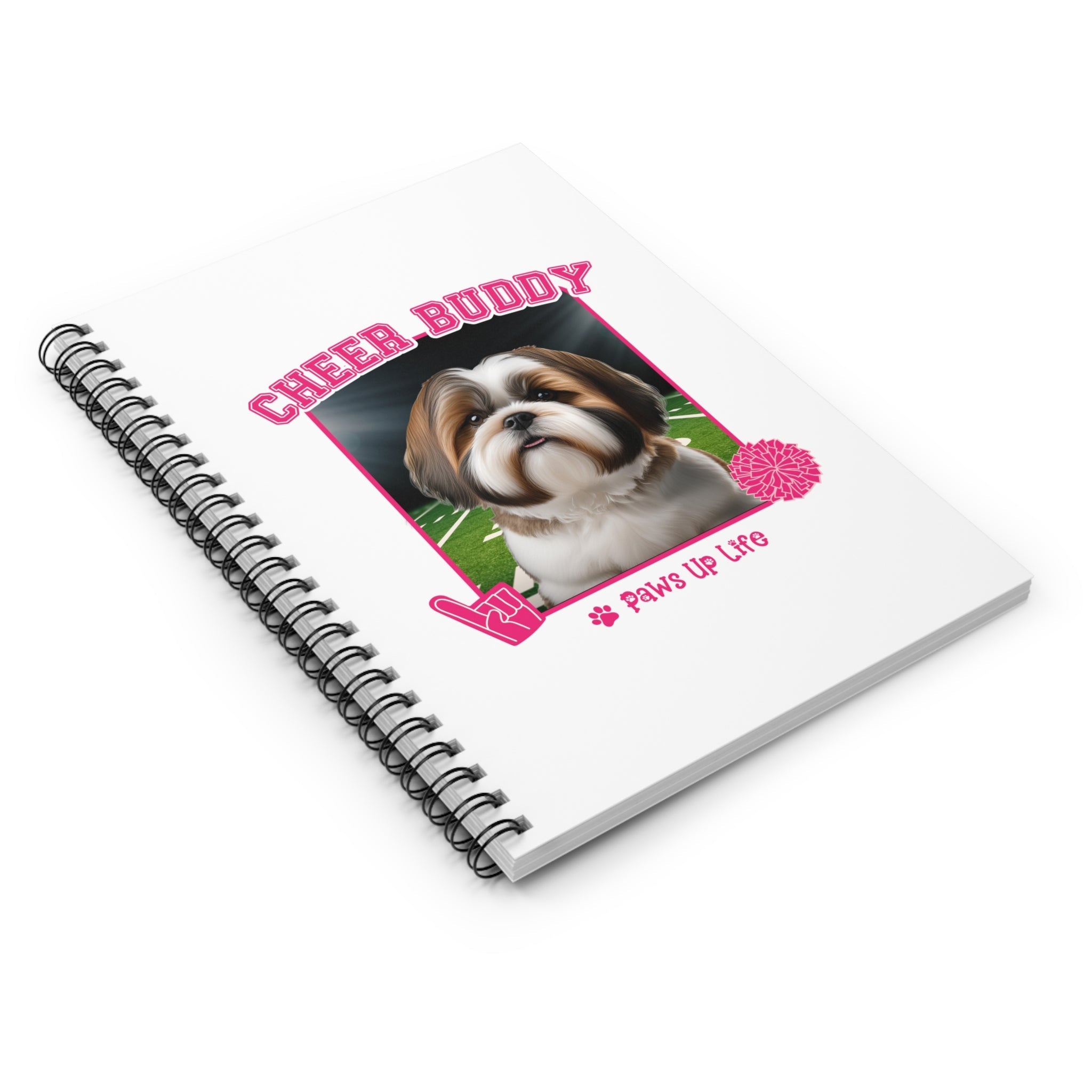 Brown Shih Tzu Football Cheer Buddy Cheerleading Dog Spiral Notebook for Office and Home - Ruled Line | Paws Up Life, LLC