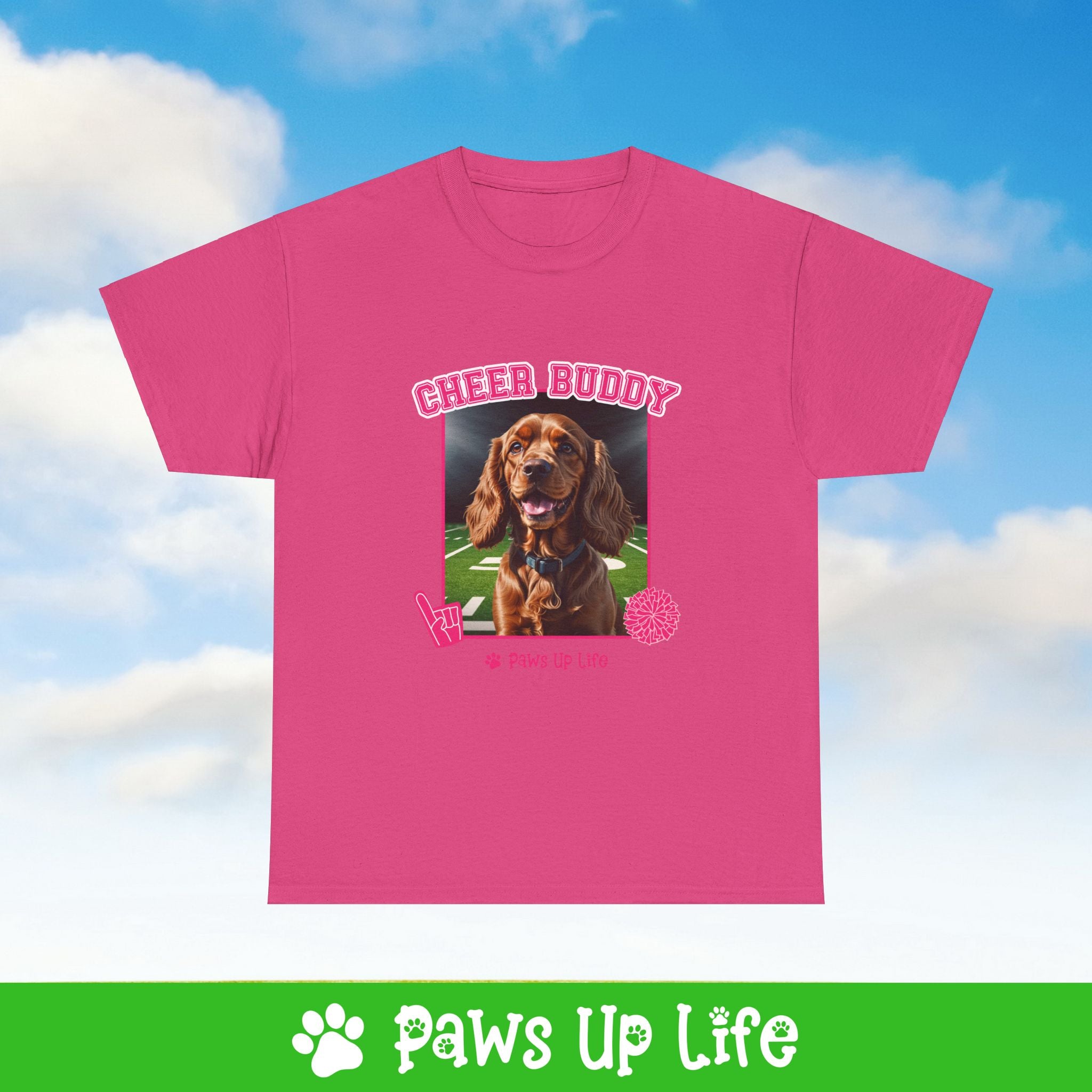 Cocker Spaniel Football Cheer Buddy Cheerleading Dog Tee, Shirt, Unisex Pet Lover Gift, Dog Mom Dad Tshirt, Animal Rescue Advocate, Cute Puppy Graphic Top Classic Collar | Paws Up Life, LLC