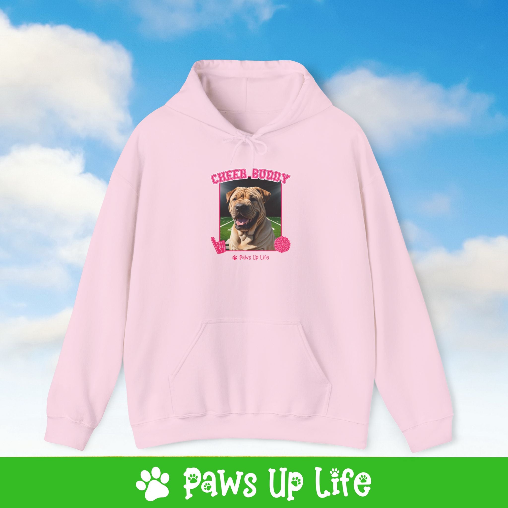 Chinese Shar Pei Football Cheer Buddy Cheerleading Dog Unisex Hoodie Hooded Sweatshirt Classic Comfy Cotton | Paws Up Life, LLC