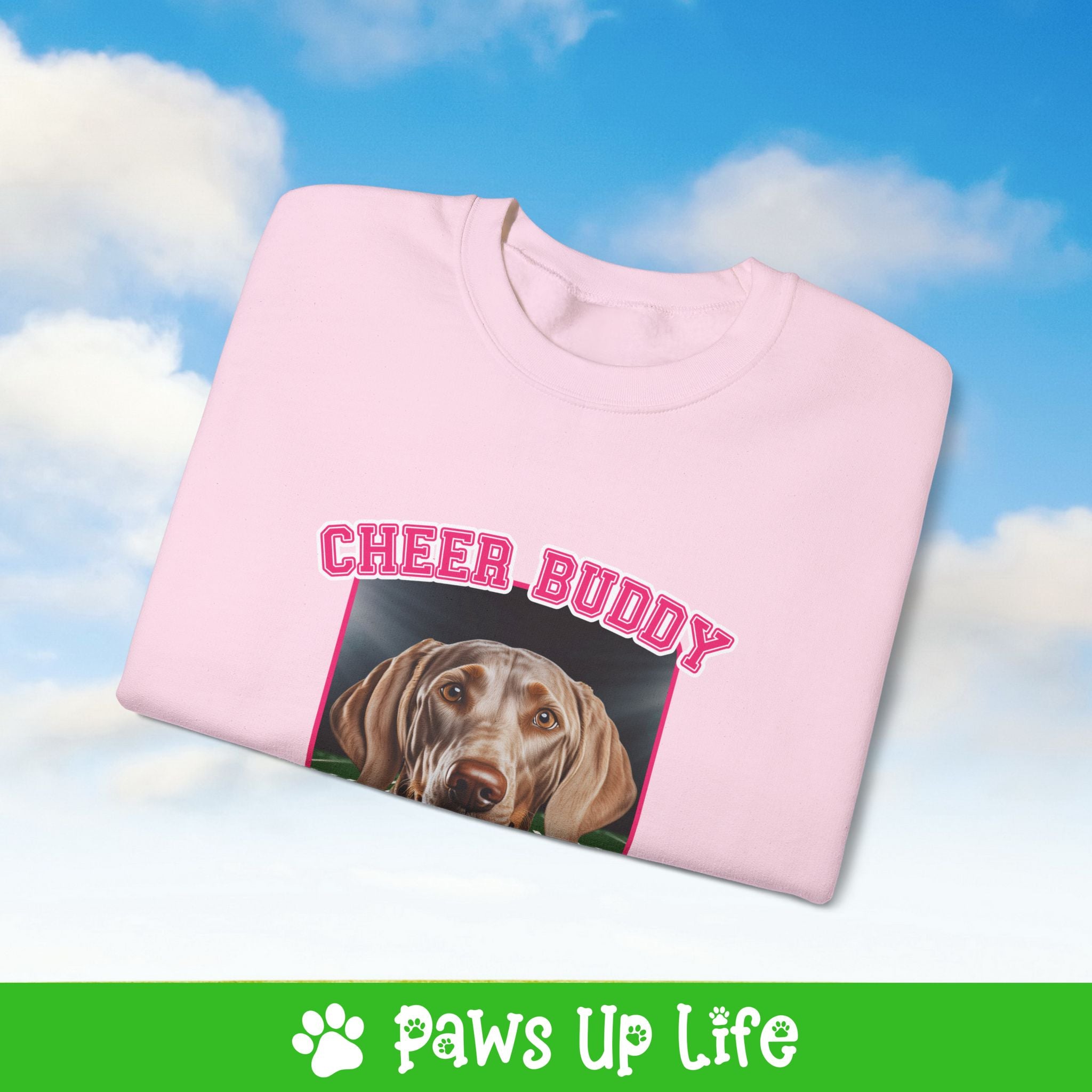 Weimaraner Football Cheer Buddy Cheerleading Dog Crewneck Sweatshirt, Unisex Gift for Animal Lovers, Dog Mom Dad Sweatshirt, Cute Dog Lover Apparel, Fun Pet | Paws Up Life, LLC