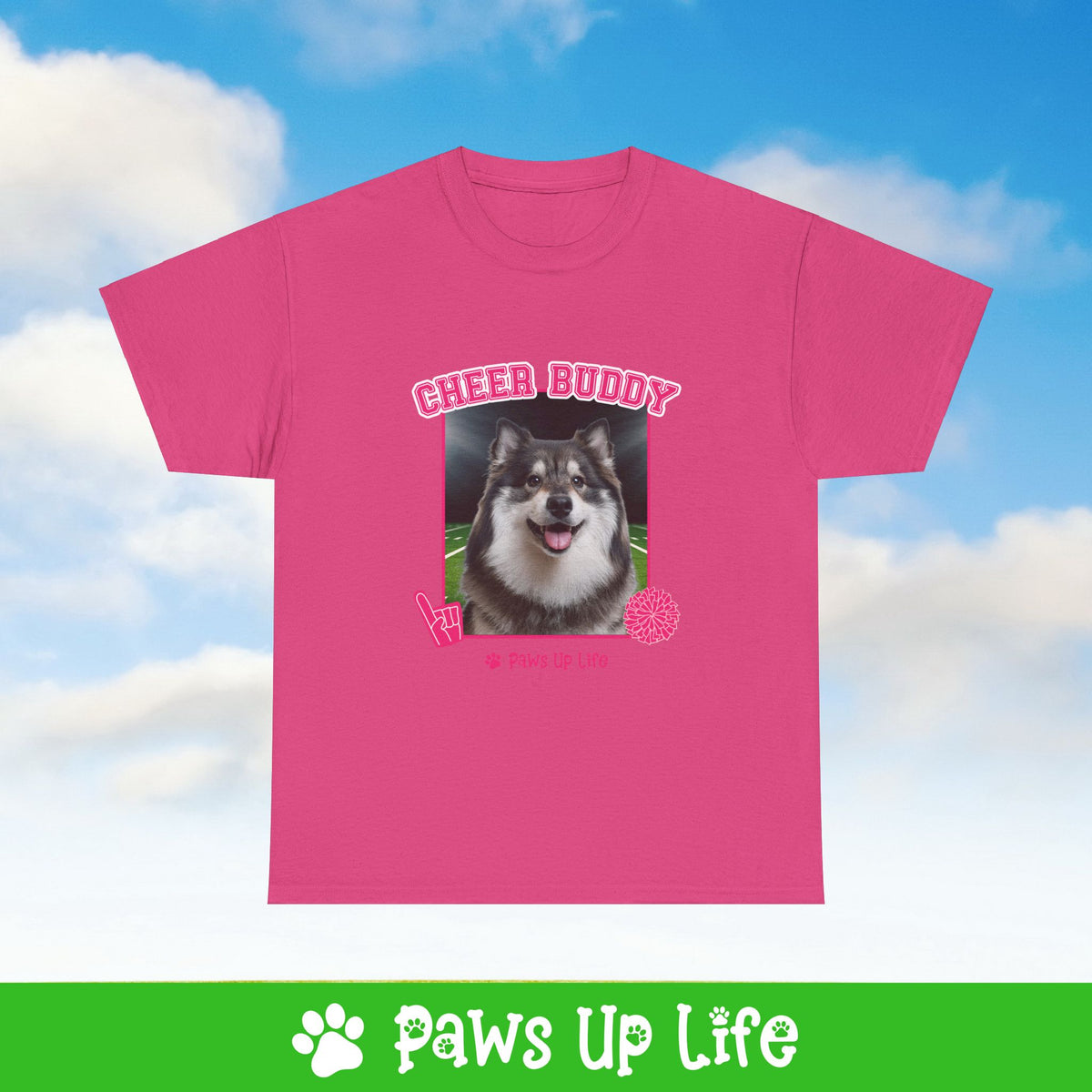 Finnish Lapphund Football Cheer Buddy Cheerleading Dog Tee, Shirt, Unisex Pet Lover Gift, Dog Mom Dad Tshirt, Animal Rescue Advocate, Cute Puppy Graphic Top Classic Collar | Paws Up Life, LLC