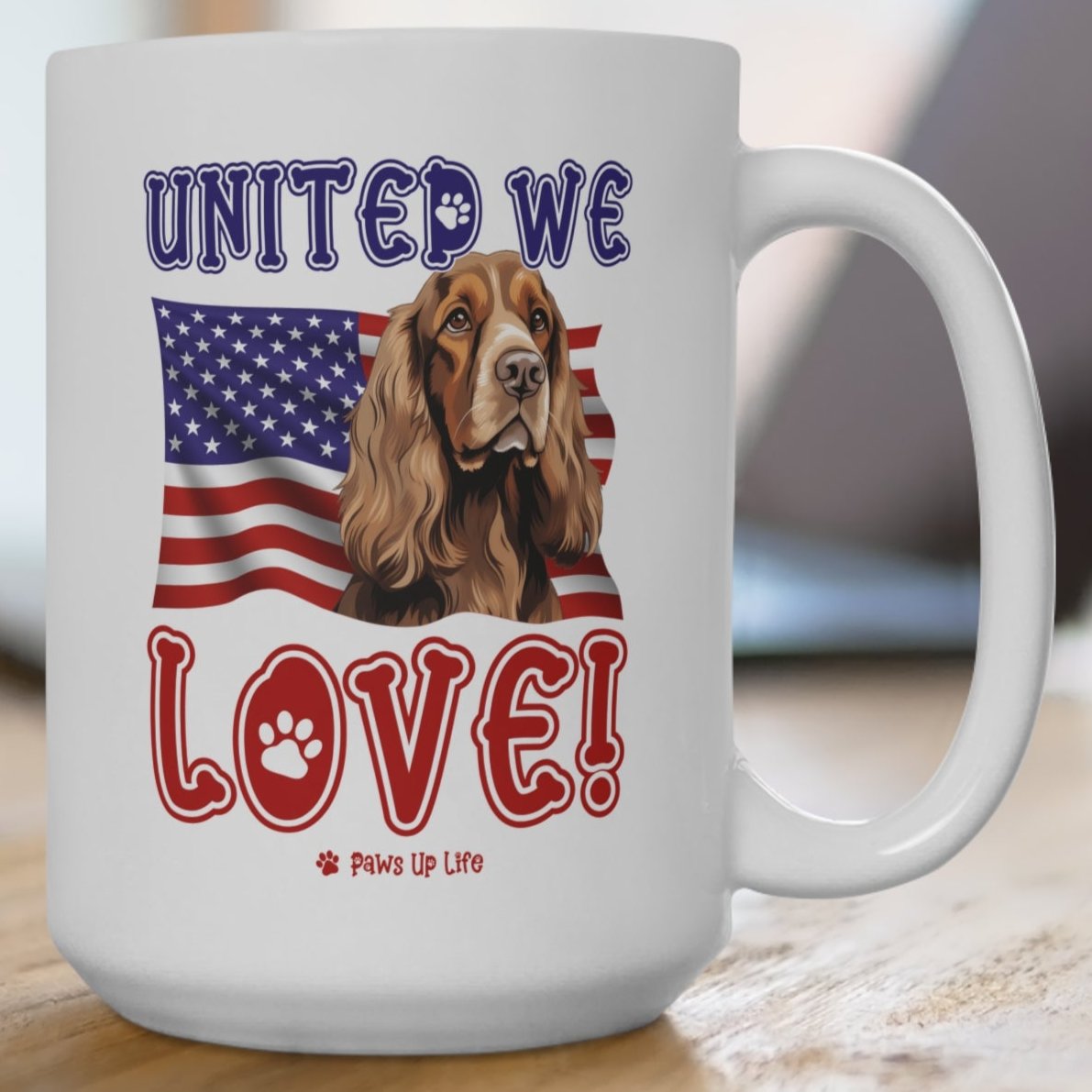 English Cocker Spaniel Dog United We Love 15oz Large Coffee Mug Ceramic Drinkware Tea Washable | Paws Up Life, LLC