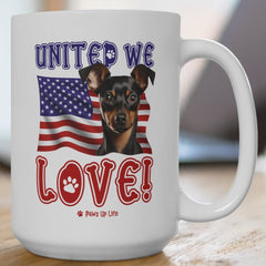 Miniature Pinscher Dog United We Love 15oz Large Coffee Mug Ceramic Drinkware Tea Washable | Paws Up Life, LLC