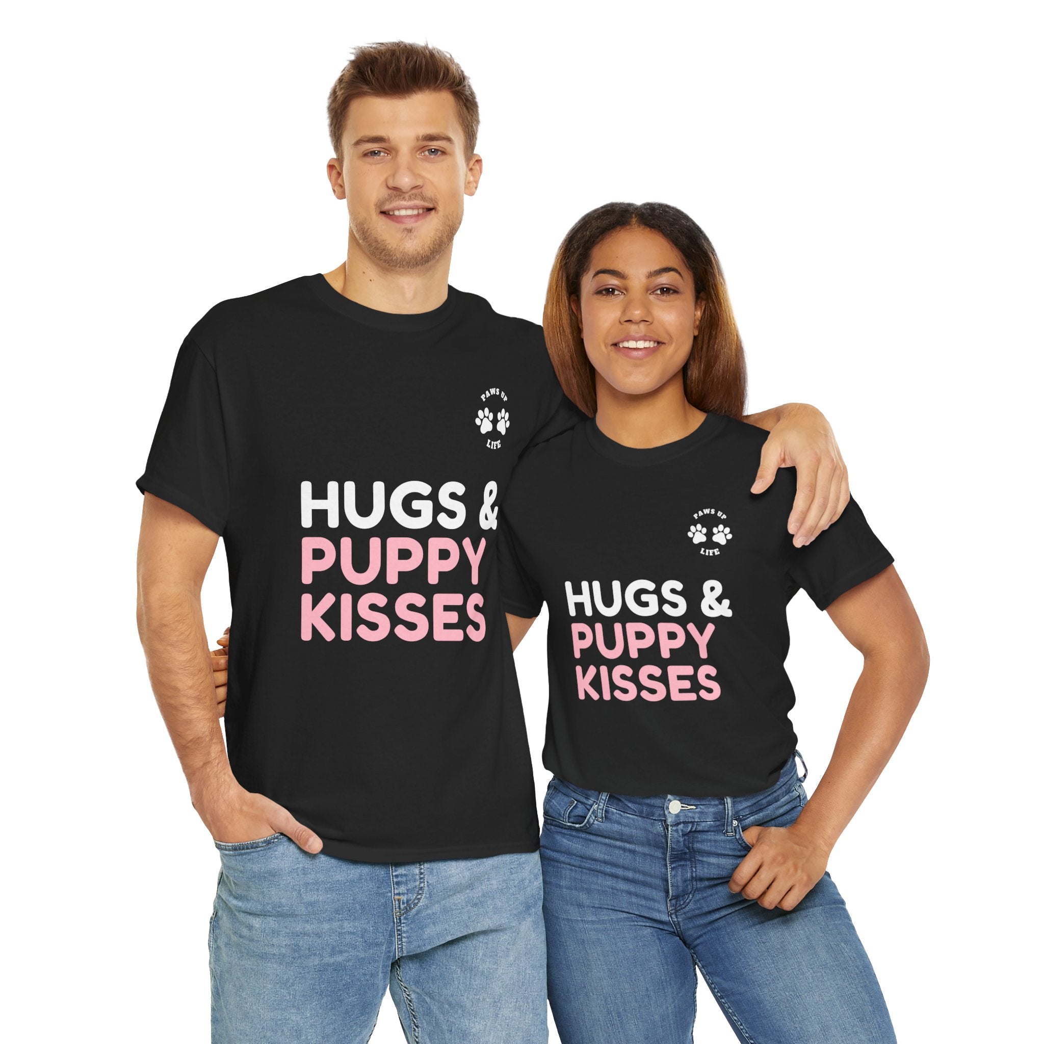 Hugs & Puppy Kisses Dog Mom or Dad Unisex T-Shirt - Gifts for Pet-Loving Parents |Unisex Heavy Cotton GildanTee