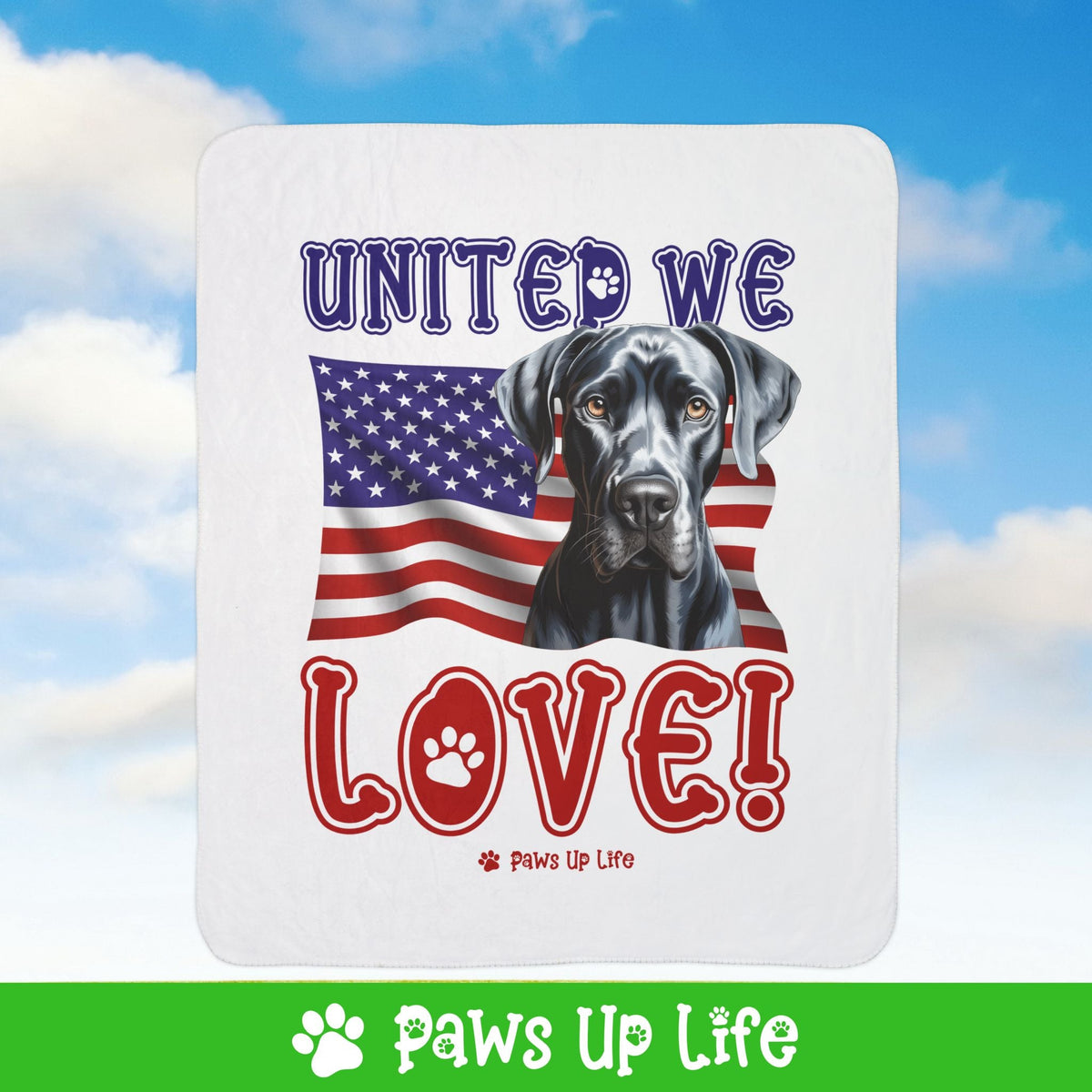 Great Dane Dog United We Love Fleece Sherpa Blanket - Perfect for Snuggling and Cozy Napping | Paws Up Life, LLC