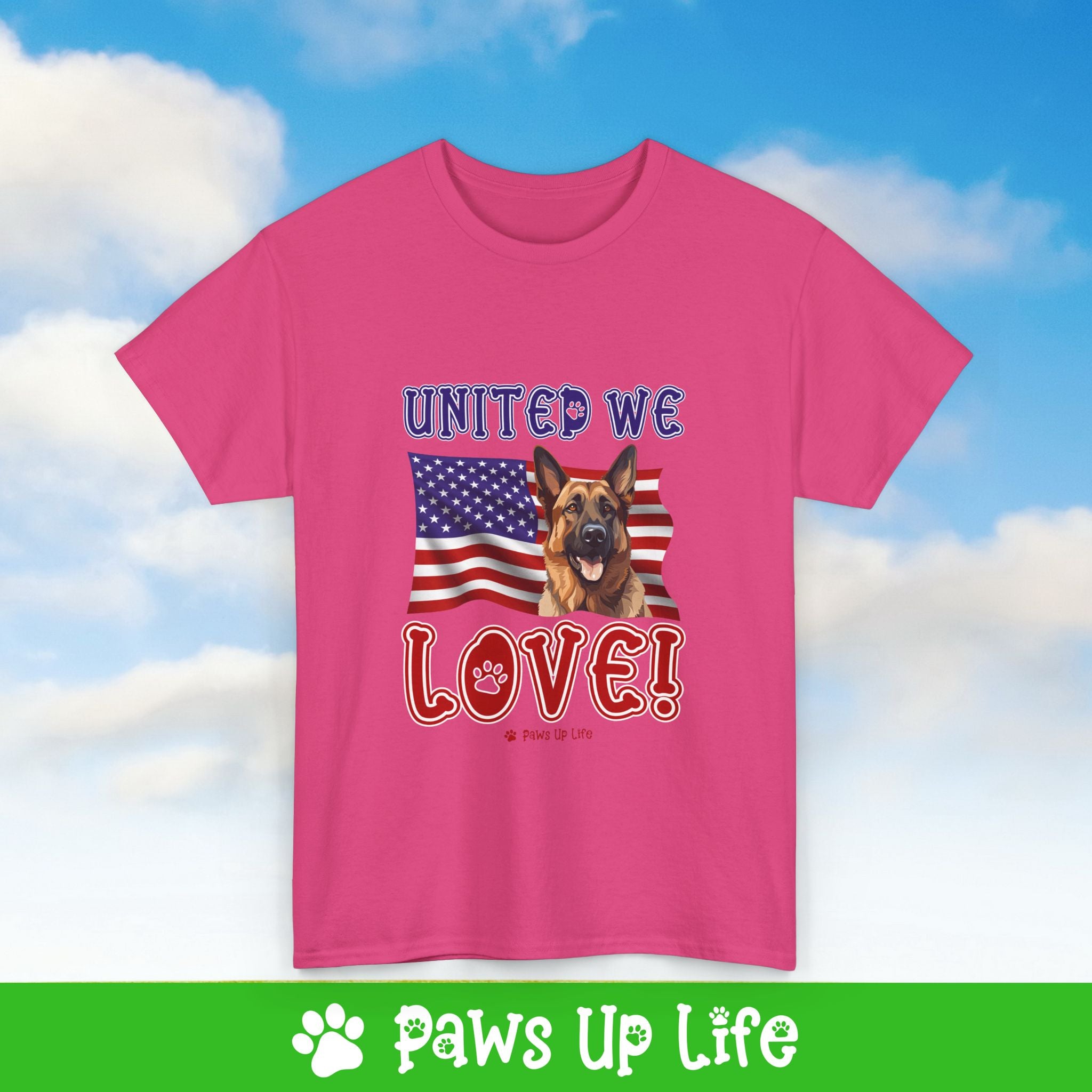 German Shepherd Dog United We Love Dog Tee, Shirt, Unisex Pet Lover Gift, Dog Mom Dad Tshirt, Animal Rescue Advocate, Cute Puppy Graphic Top Classic Collar | Paws Up Life, LLC