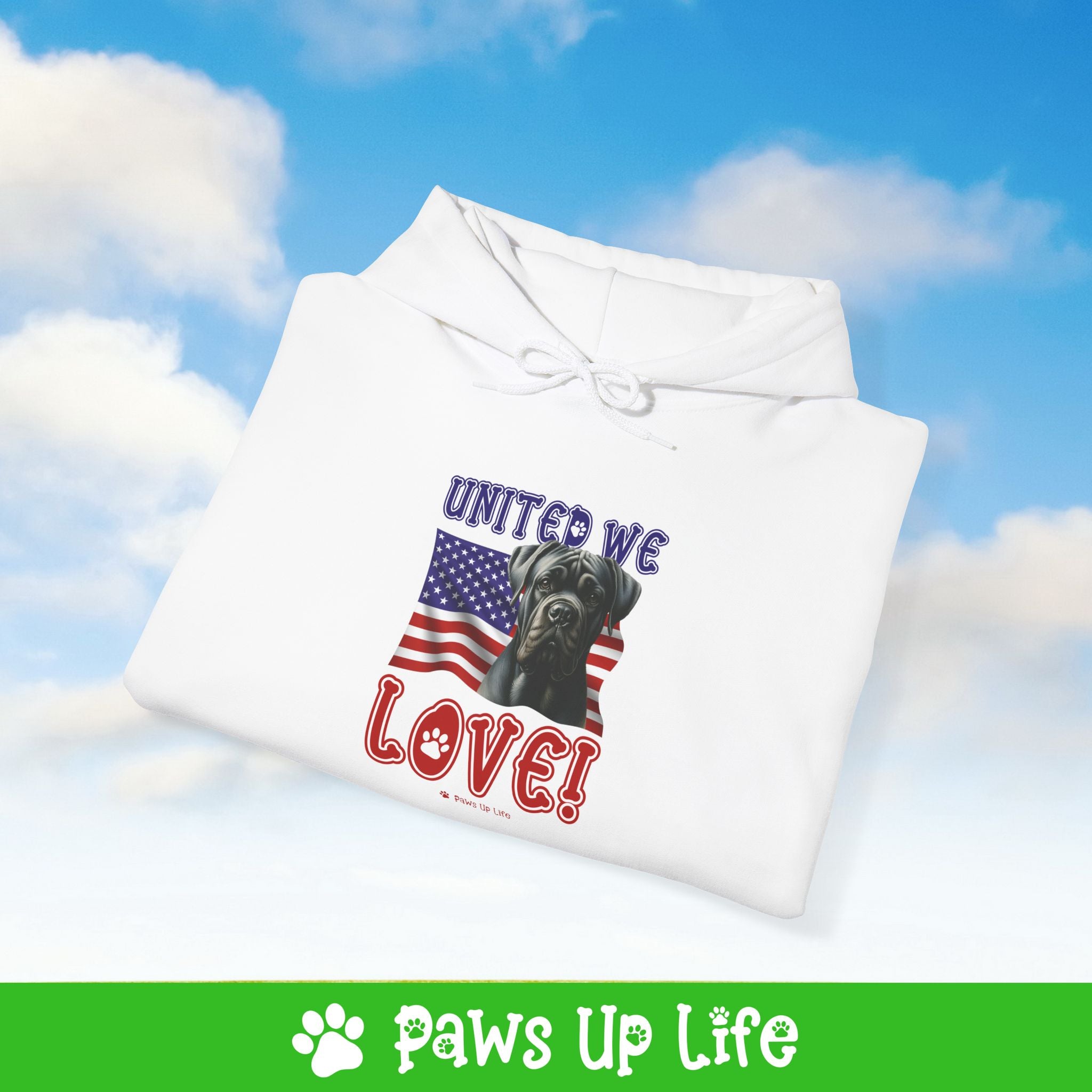 Cane Corso Dog United We Love Unisex Hoodie Hooded Sweatshirt Classic Comfy Cotton | Paws Up Life, LLC