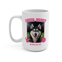 Black Siberian Husky Football Cheer Buddy Cheerleading Dog 15oz Large Coffee Mug Ceramic Drinkware Tea Washable | Paws Up Life, LLC