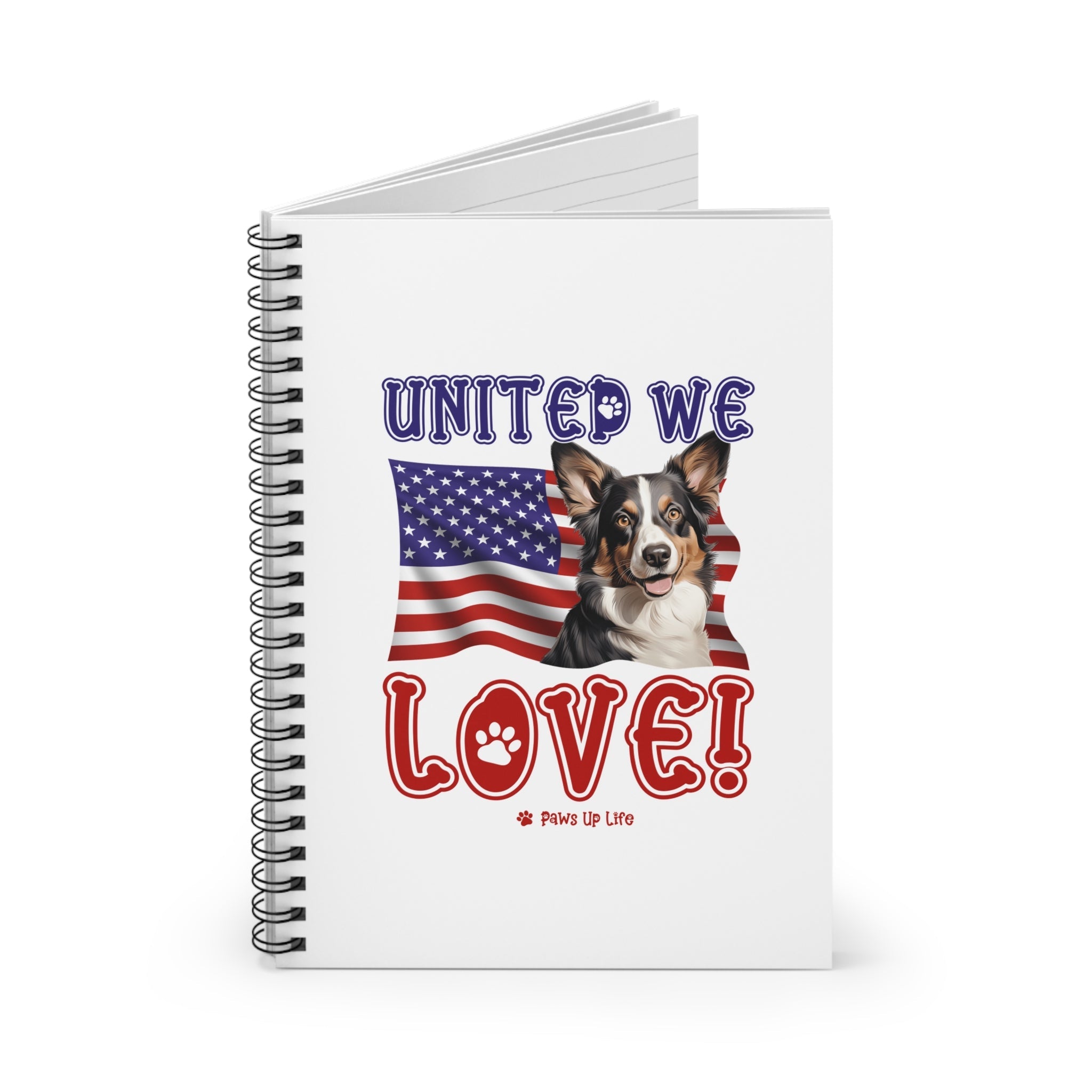 Cardigan Welsh Corgi Dog United We Love Spiral Notebook for Office and Home - Ruled Line