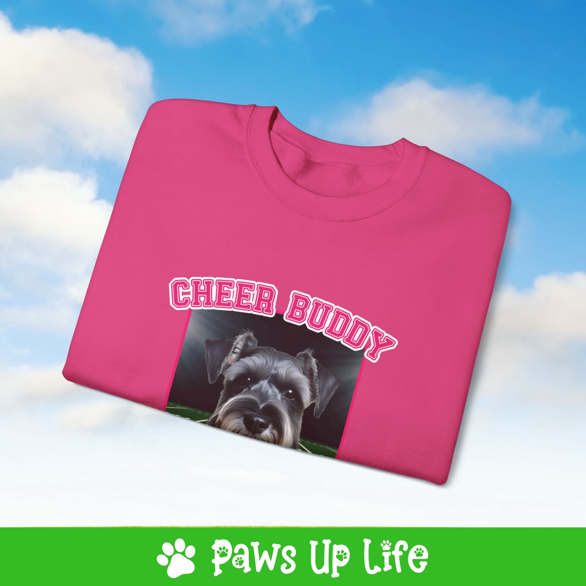 Miniature Schnauzer Football Cheer Buddy Cheerleading Dog Crewneck Sweatshirt, Unisex Gift for Animal Lovers, Dog Mom Dad Sweatshirt, Cute Dog Lover Apparel, Fun Pet | Paws Up Life, LLC