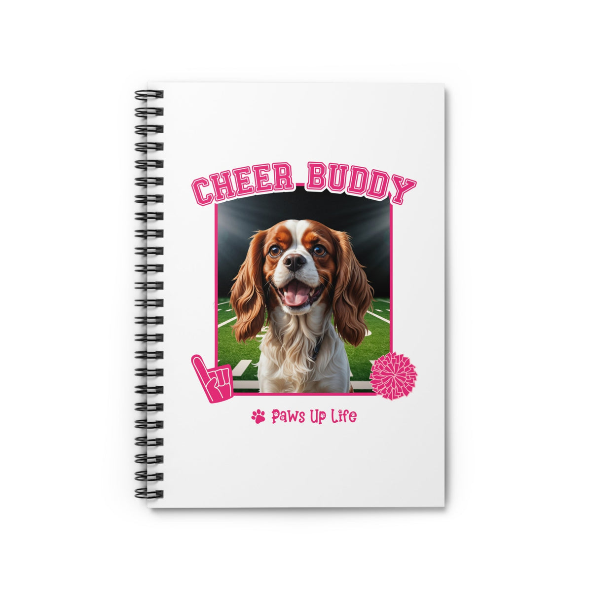 Cavalier King Charles Spaniel Football Cheer Buddy Cheerleading Dog Spiral Notebook for Office and Home - Ruled Line