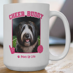 Black Old English Sheep Dog Football Cheer Buddy Cheerleading Dog 15oz Large Coffee Mug Ceramic Drinkware Tea Washable | Paws Up Life, LLC