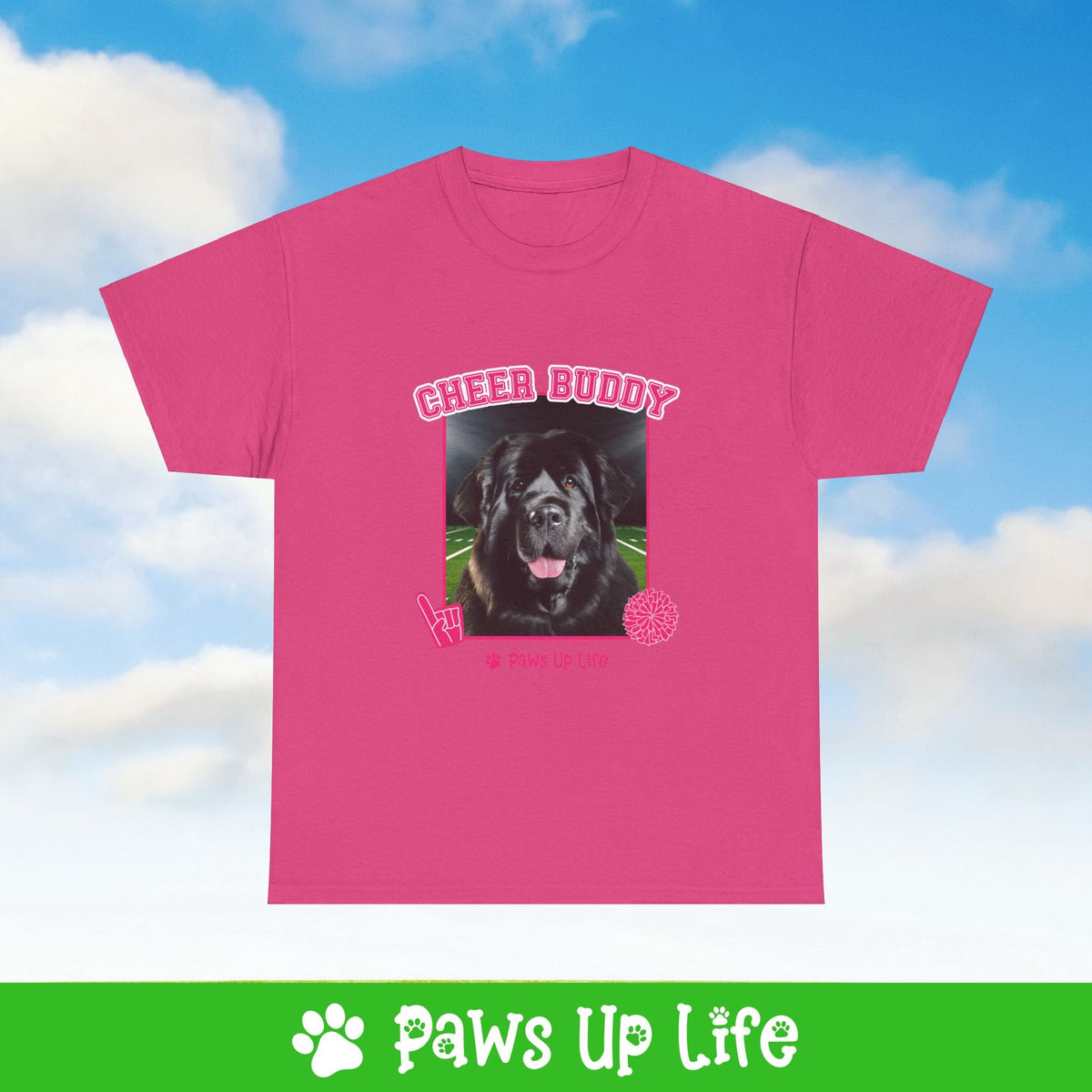 Newfoundland Football Cheer Buddy Cheerleading Dog Tee, Shirt, Unisex Pet Lover Gift, Dog Mom Dad Tshirt, Animal Rescue Advocate, Cute Puppy Graphic Top Classic Collar | Paws Up Life, LLC