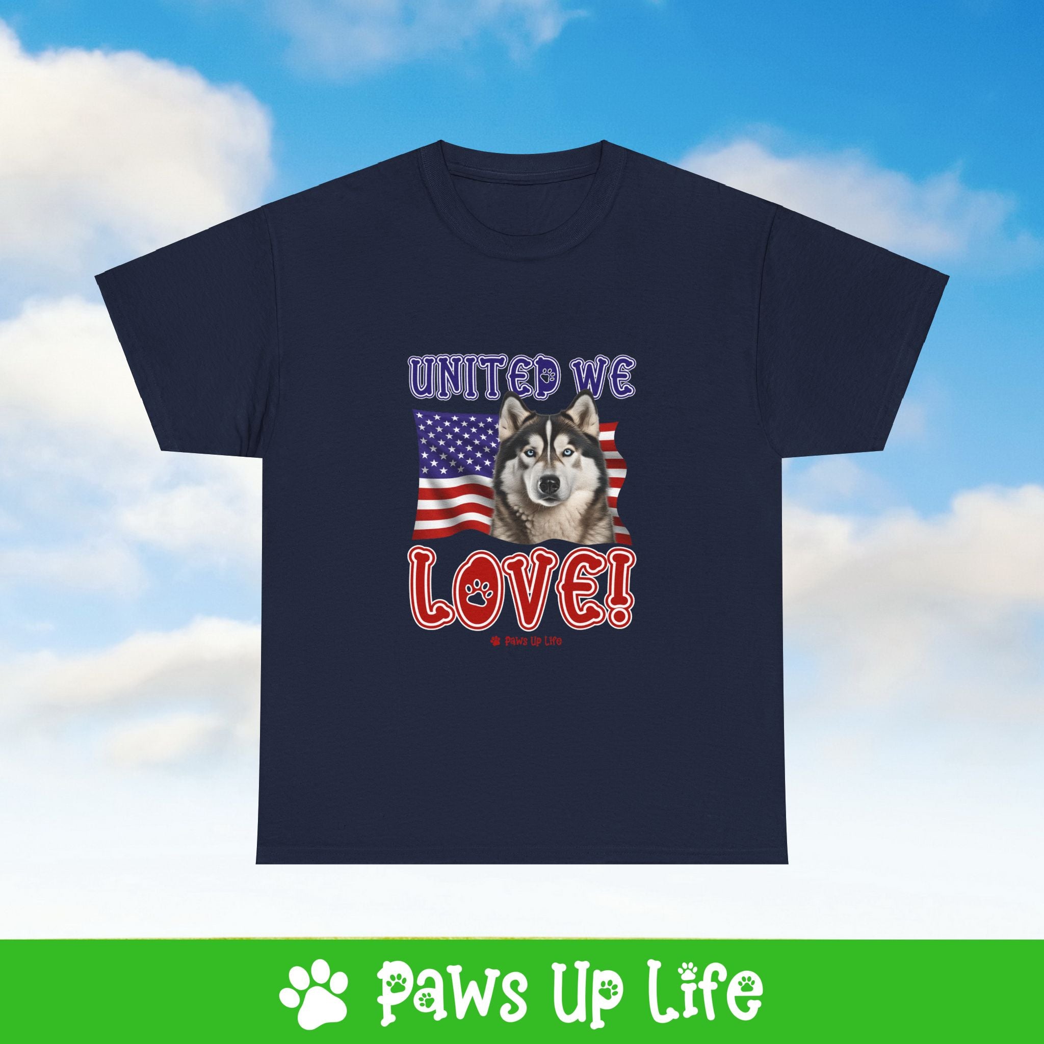 Alaskan Malamute Dog United We Love Dog Tee, Shirt, Unisex Pet Lover Gift, Dog Mom Dad Tshirt, Animal Rescue Advocate, Cute Puppy Graphic Top Classic Collar