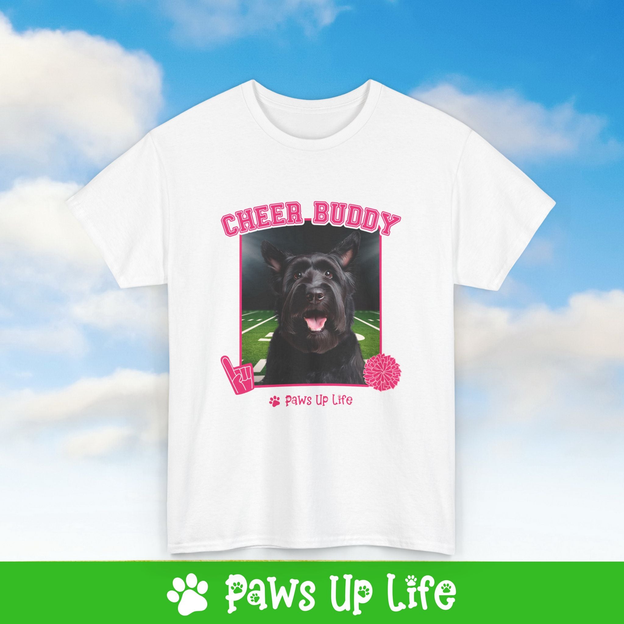 Black Russian Terrier Football Cheer Buddy Cheerleading Dog Tee, Shirt, Unisex Pet Lover Gift, Dog Mom Dad Tshirt, Animal Rescue Advocate, Cute Puppy Graphic Top Classic Collar | Paws Up Life, LLC