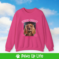 English Cocker Spaniel Football Cheer Buddy Cheerleading Dog Crewneck Sweatshirt, Unisex Gift for Animal Lovers, Dog Mom Dad Sweatshirt, Cute Dog Lover Apparel, Fun Pet | Paws Up Life, LLC