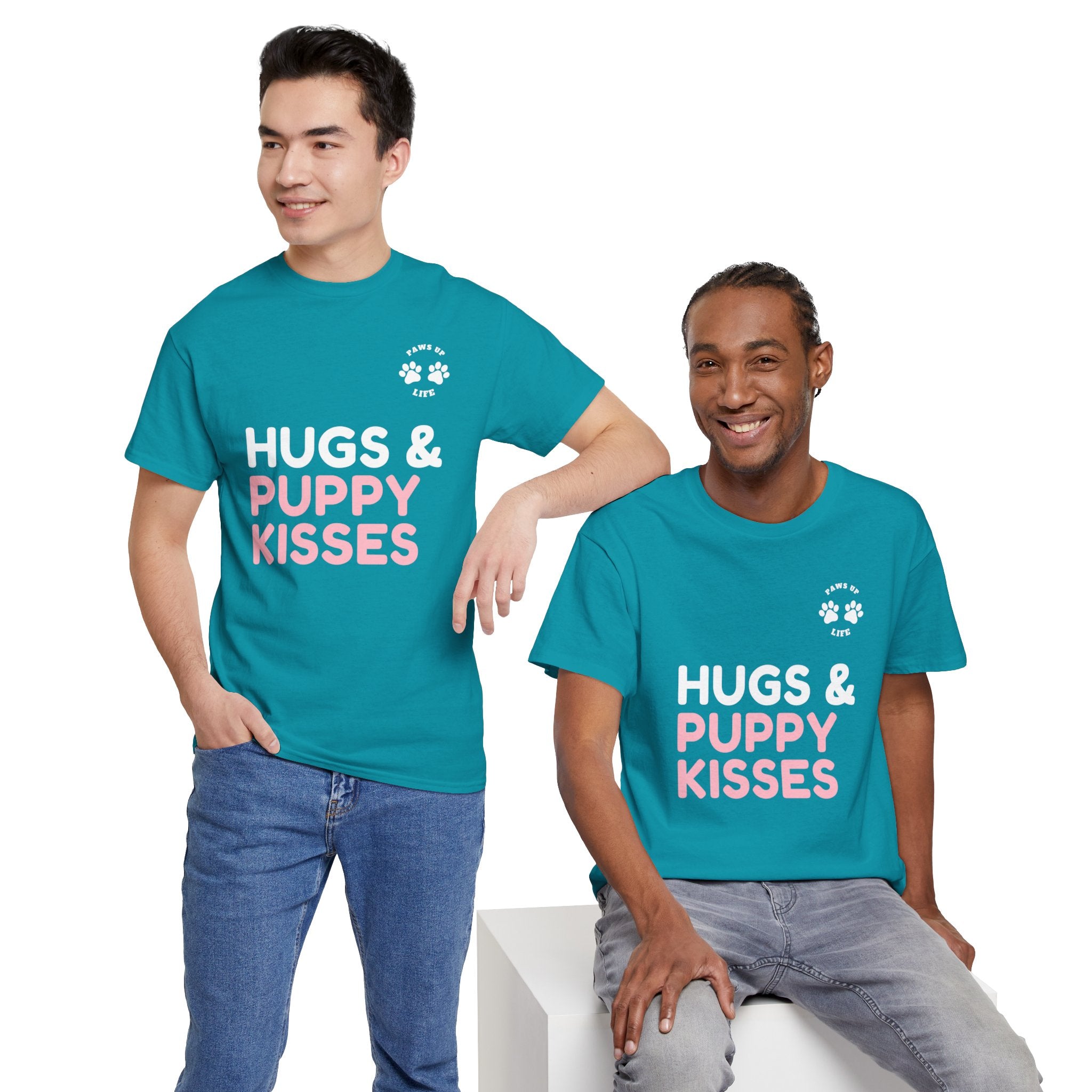 Hugs & Puppy Kisses Dog Mom or Dad Unisex T-Shirt - Gifts for Pet-Loving Parents |Unisex Heavy Cotton GildanTee