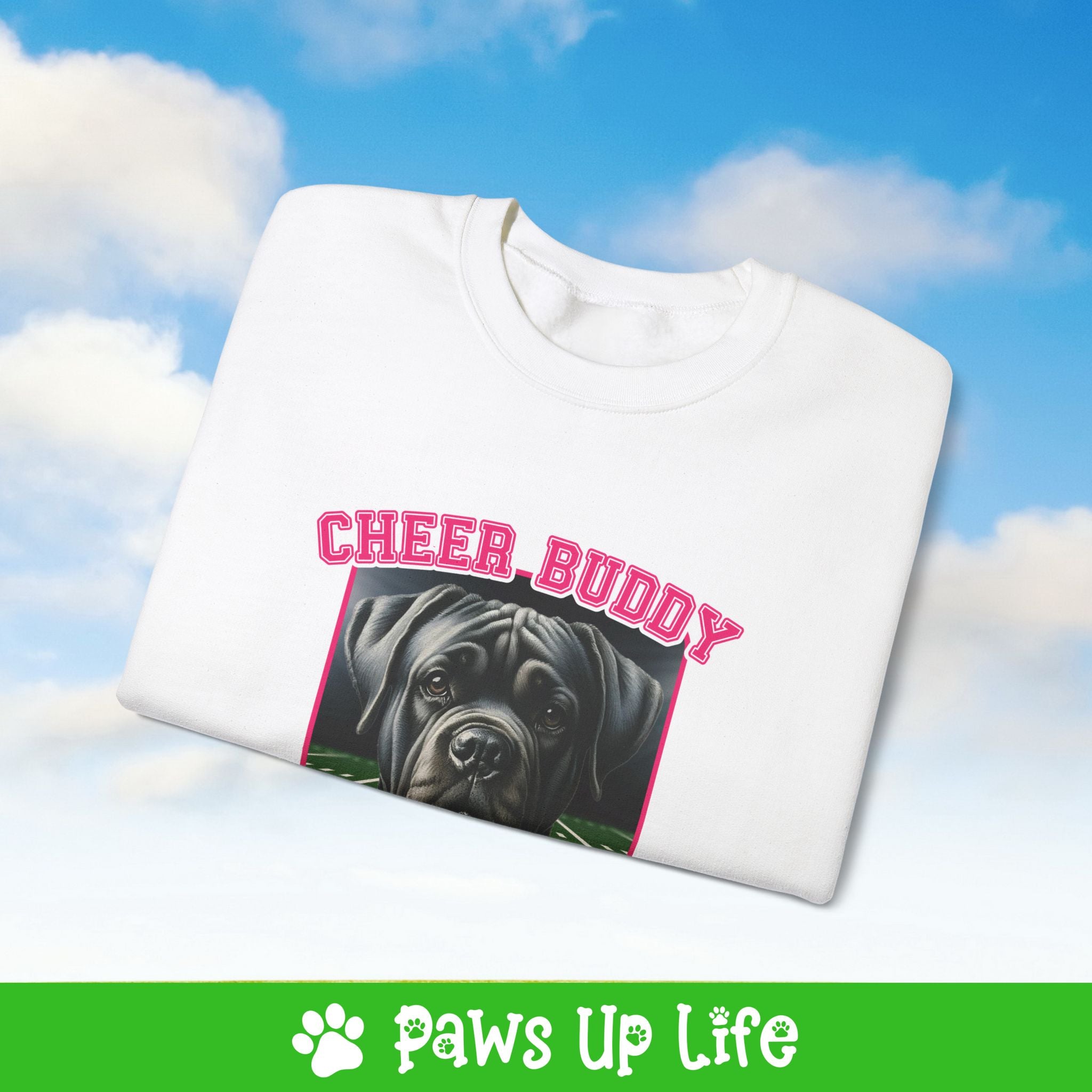 Cane Corso Football Cheer Buddy Cheerleading Dog Crewneck Sweatshirt, Unisex Gift for Animal Lovers, Dog Mom Dad Sweatshirt, Cute Dog Lover Apparel, Fun Pet | Paws Up Life, LLC