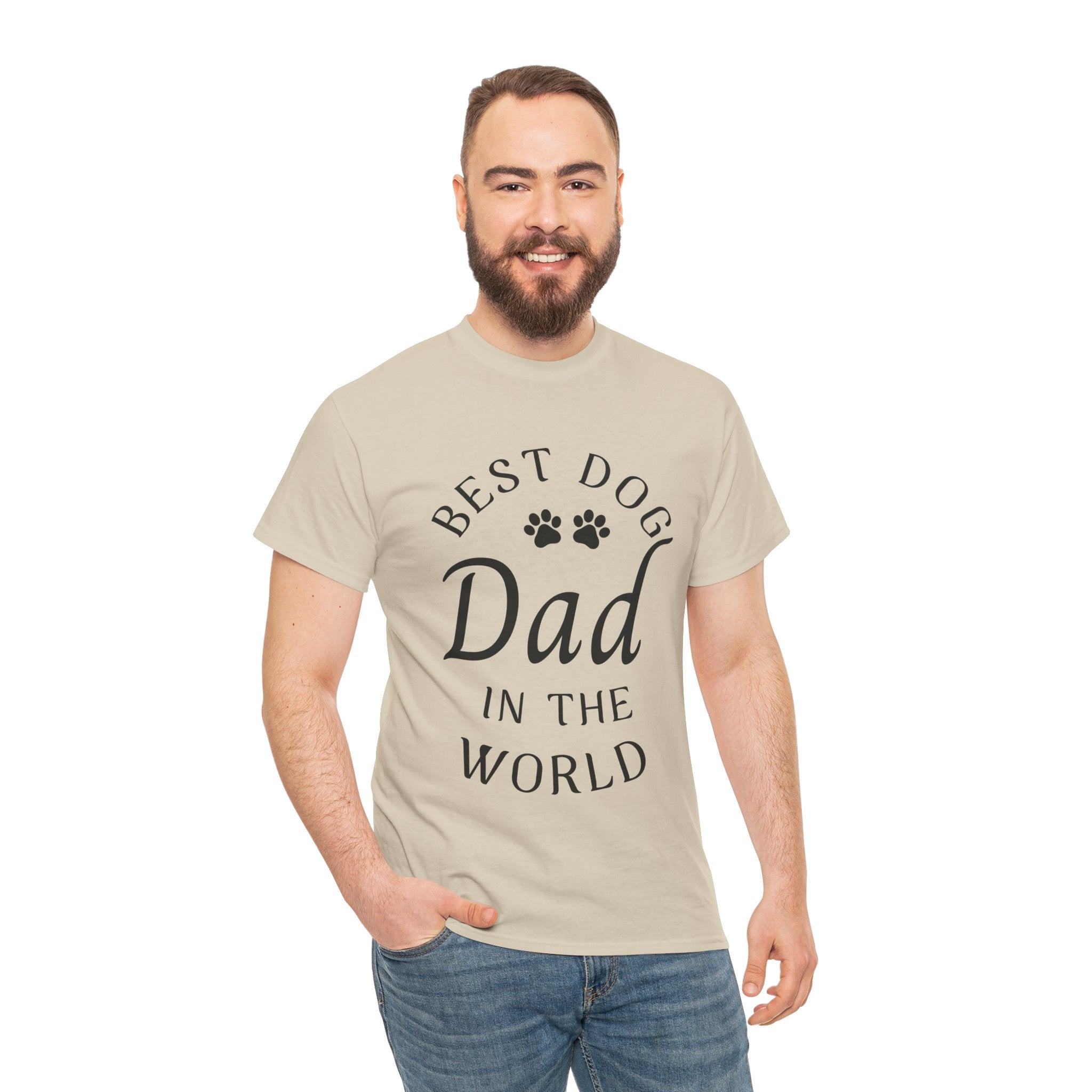 Best Dog Dad In The World Gildan 5000 T-Shirt - Perfect Gift for Dog Lovers | Comfortable Cotton Tee for Proud Pet Owners Unisex Heavy Cotton Tee