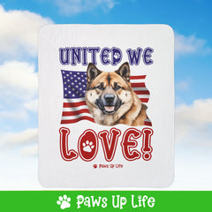 Akita Dog United We Love Fleece Sherpa Blanket - Perfect for Snuggling and Cozy Napping | Paws Up Life, LLC