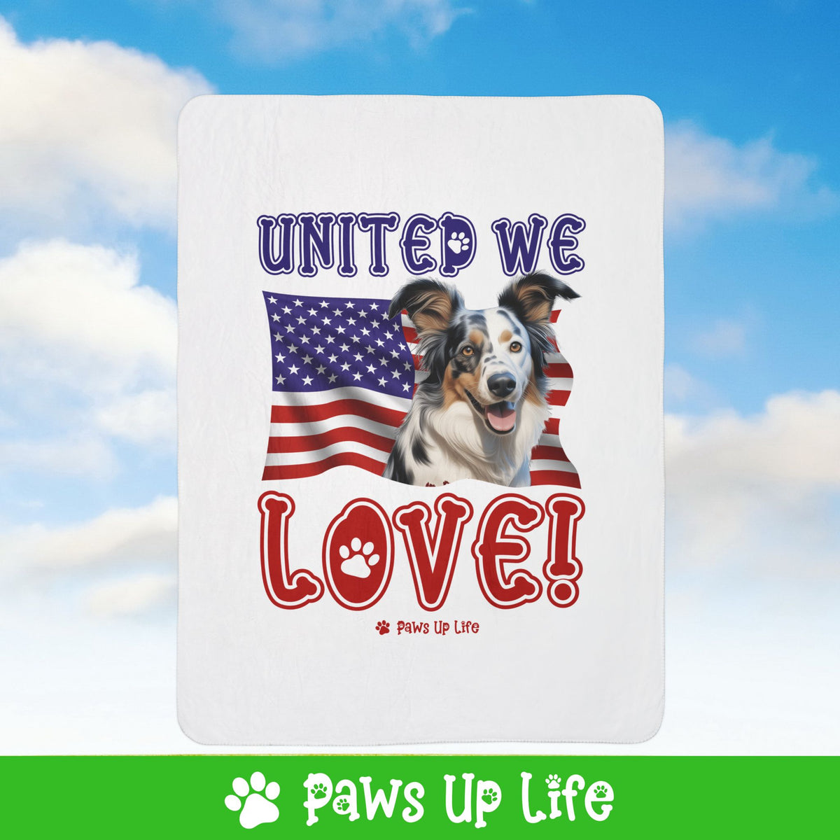 Australian Koolie Dog United We Love Fleece Sherpa Blanket - Perfect for Snuggling and Cozy Napping | Paws Up Life, LLC