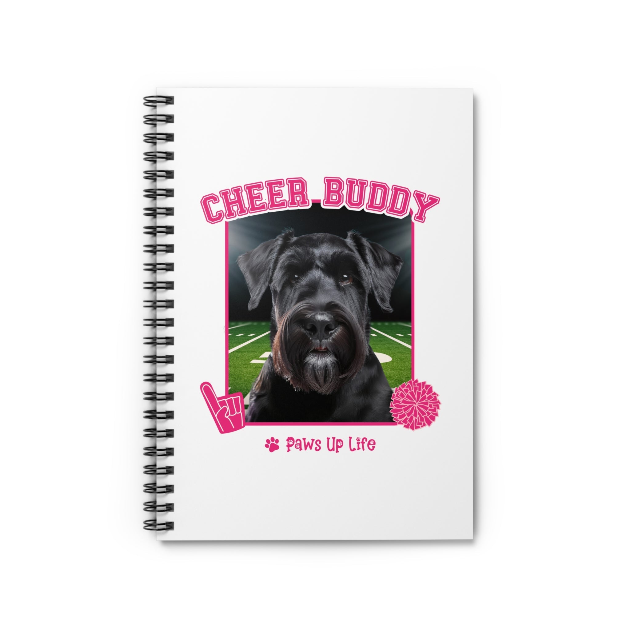 Giant Schnauzer Football Cheer Buddy Cheerleading Dog Spiral Notebook for Office and Home - Ruled Line | Paws Up Life, LLC