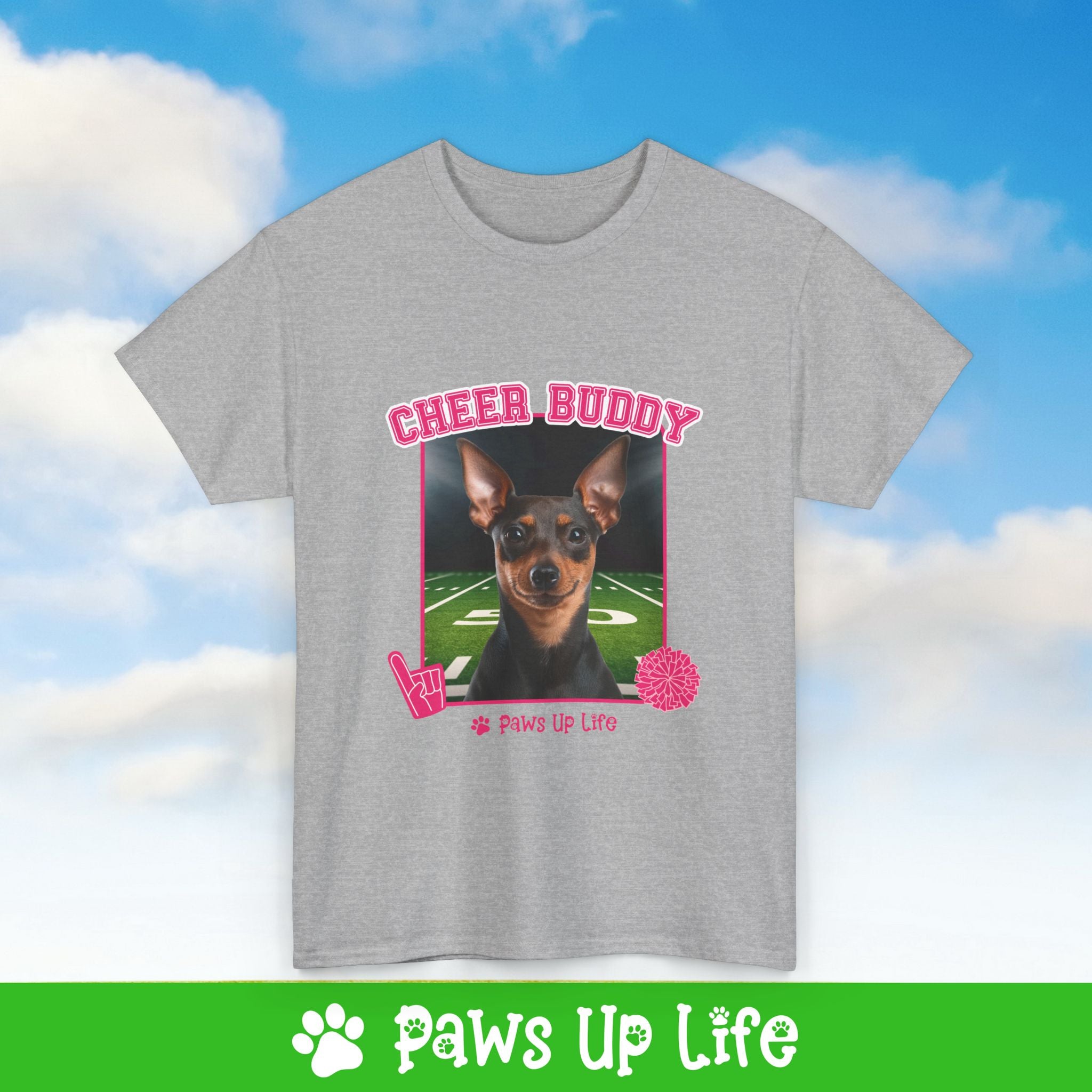 Miniature Pinscher Football Cheer Buddy Cheerleading Dog Tee, Shirt, Unisex Pet Lover Gift, Dog Mom Dad Tshirt, Animal Rescue Advocate, Cute Puppy Graphic Top Classic Collar | Paws Up Life, LLC