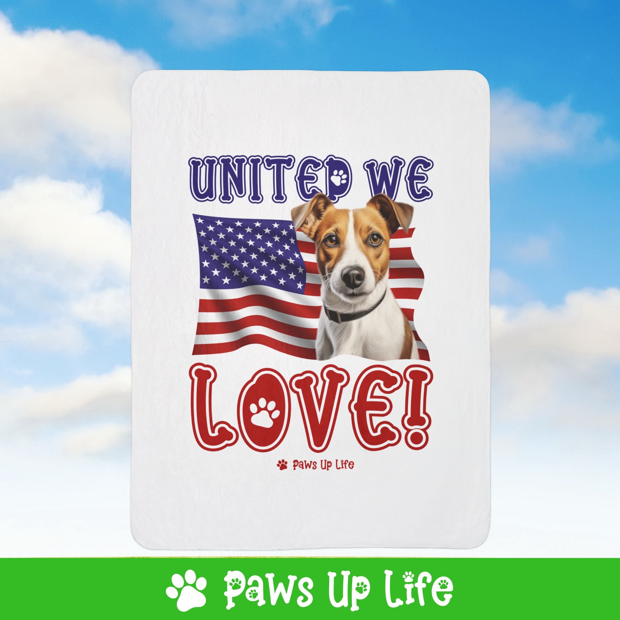 Jack Russell Dog United We Love Fleece Sherpa Blanket - Perfect for Snuggling and Cozy Napping | Paws Up Life, LLC