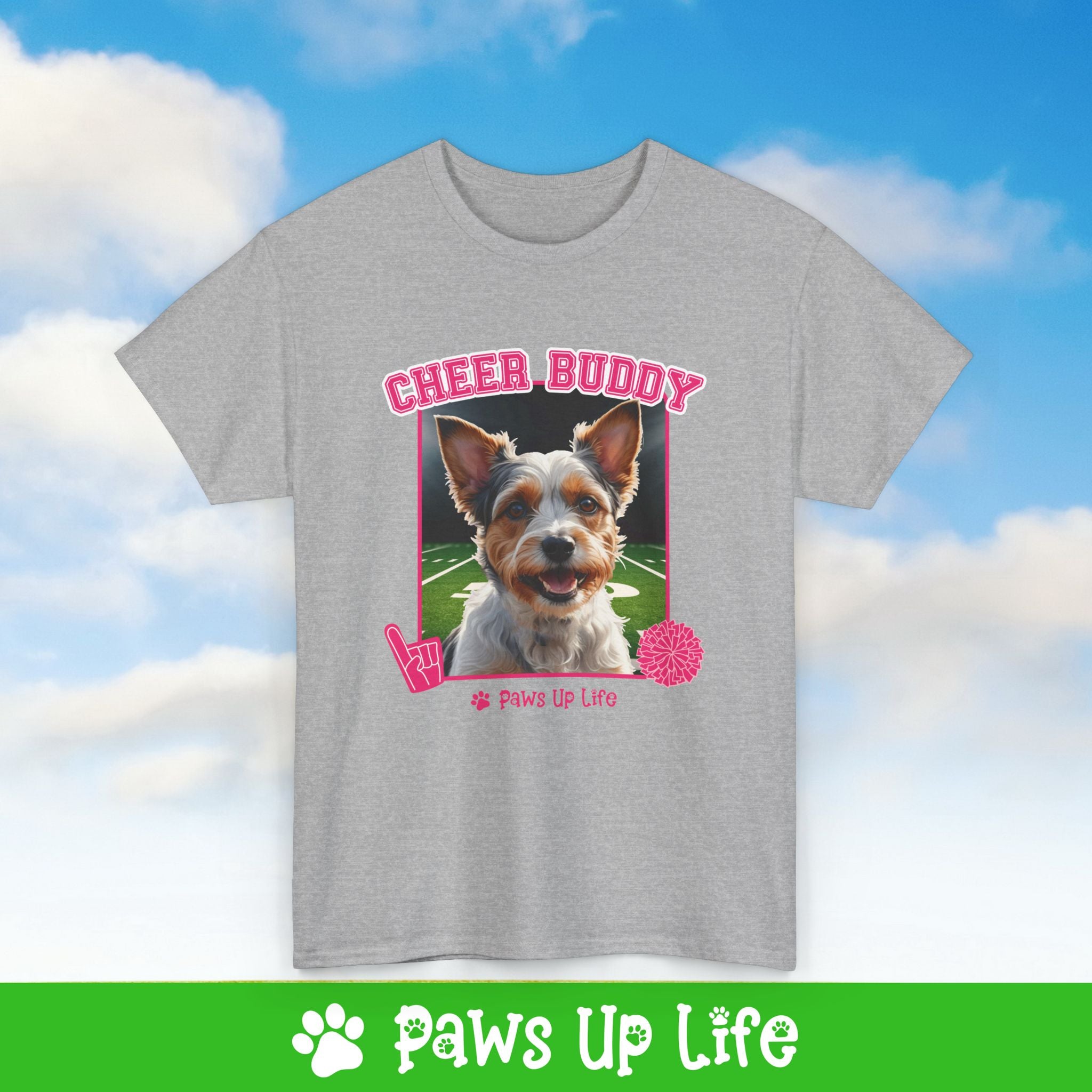 Biewer Terrier Football Cheer Buddy Cheerleading Dog Tee, Shirt, Unisex Pet Lover Gift, Dog Mom Dad Tshirt, Animal Rescue Advocate, Cute Puppy Graphic Top Classic Collar