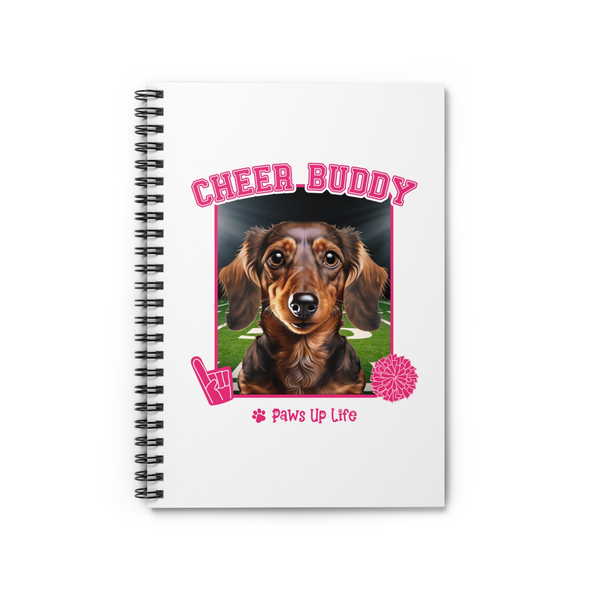 Dachshund Football Cheer Buddy Cheerleading Dog Spiral Notebook for Office and Home - Ruled Line | Paws Up Life, LLC