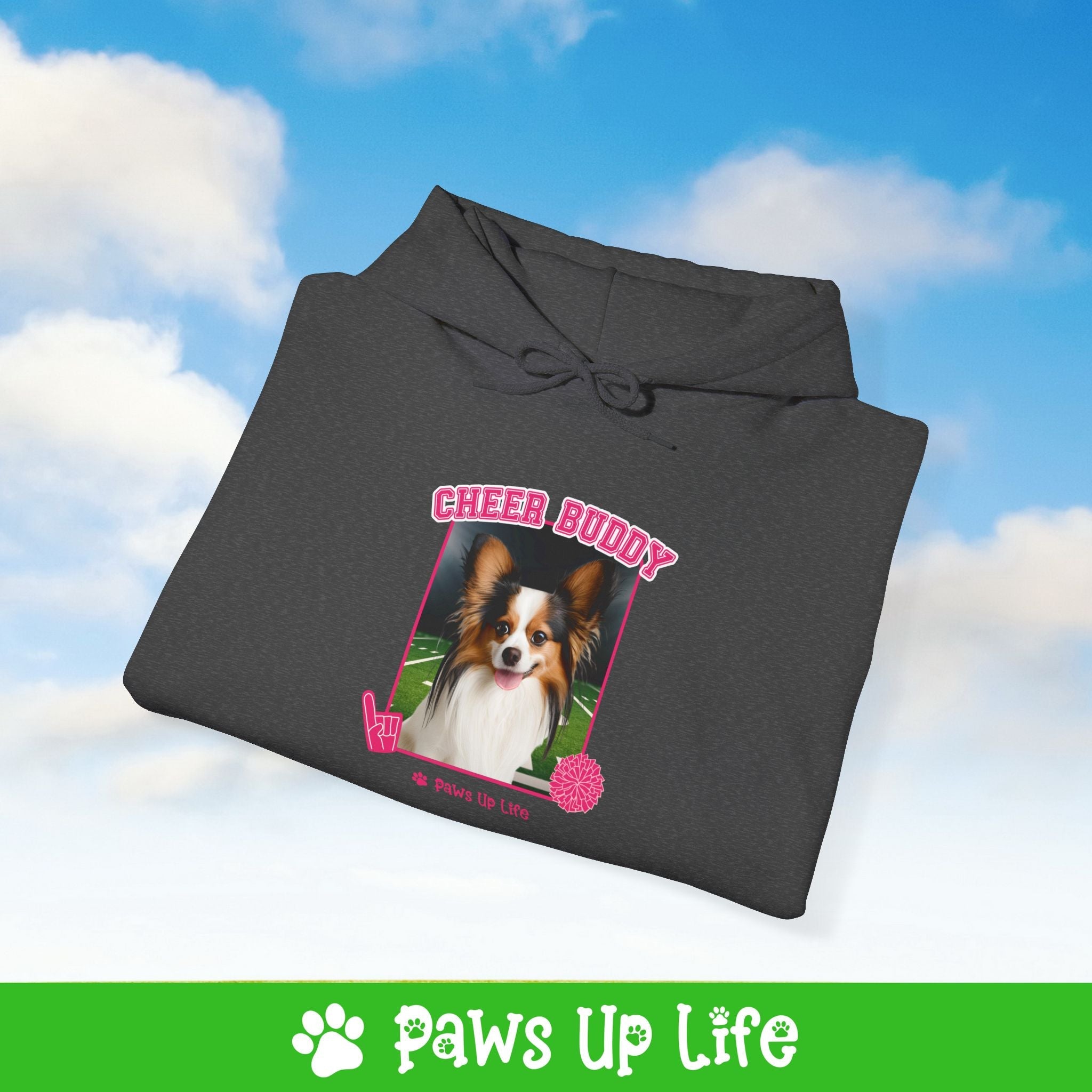 Papillon Football Cheer Buddy Cheerleading Dog Unisex Hoodie Hooded Sweatshirt Classic Comfy Cotton | Paws Up Life, LLC