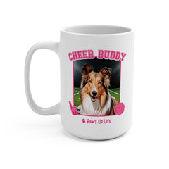 Shetland Sheepdog Football Cheer Buddy Cheerleading Dog 15oz Large Coffee Mug Ceramic Drinkware Tea Washable | Paws Up Life, LLC