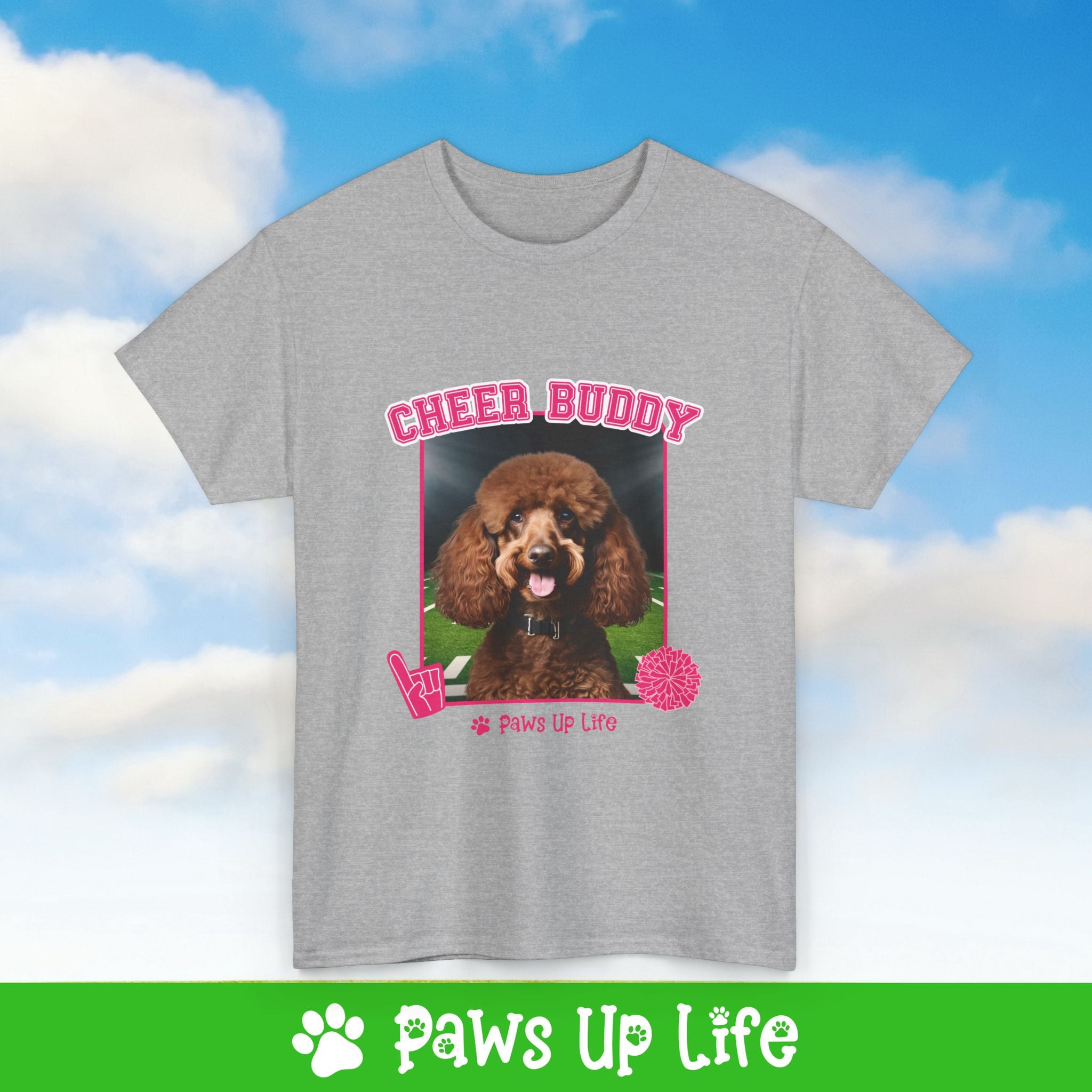 Brown Poodle Football Cheer Buddy Cheerleading Dog Tee, Shirt, Unisex Pet Lover Gift, Dog Mom Dad Tshirt, Animal Rescue Advocate, Cute Puppy Graphic Top Classic Collar | Paws Up Life, LLC