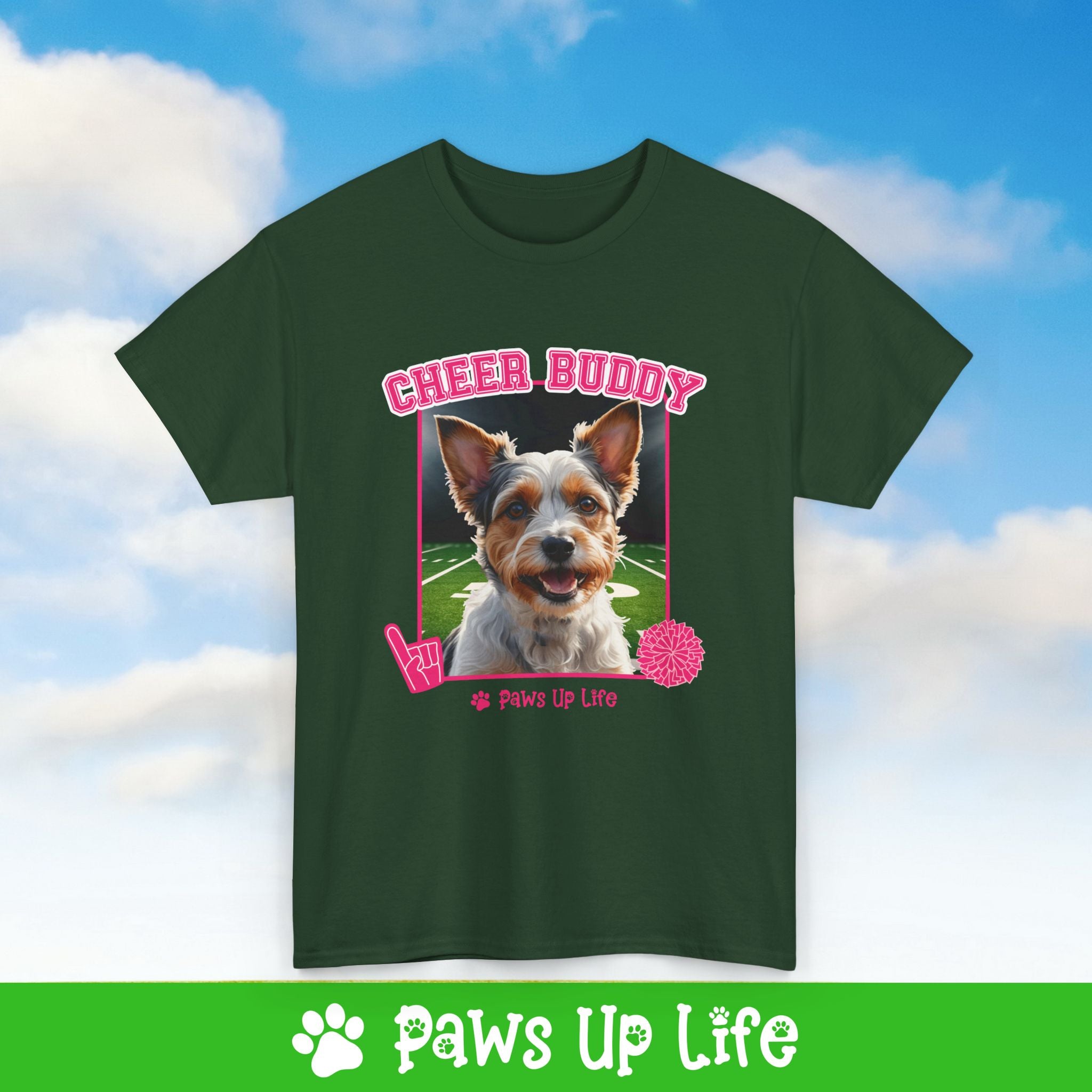 Biewer Terrier Football Cheer Buddy Cheerleading Dog Tee, Shirt, Unisex Pet Lover Gift, Dog Mom Dad Tshirt, Animal Rescue Advocate, Cute Puppy Graphic Top Classic Collar | Paws Up Life, LLC