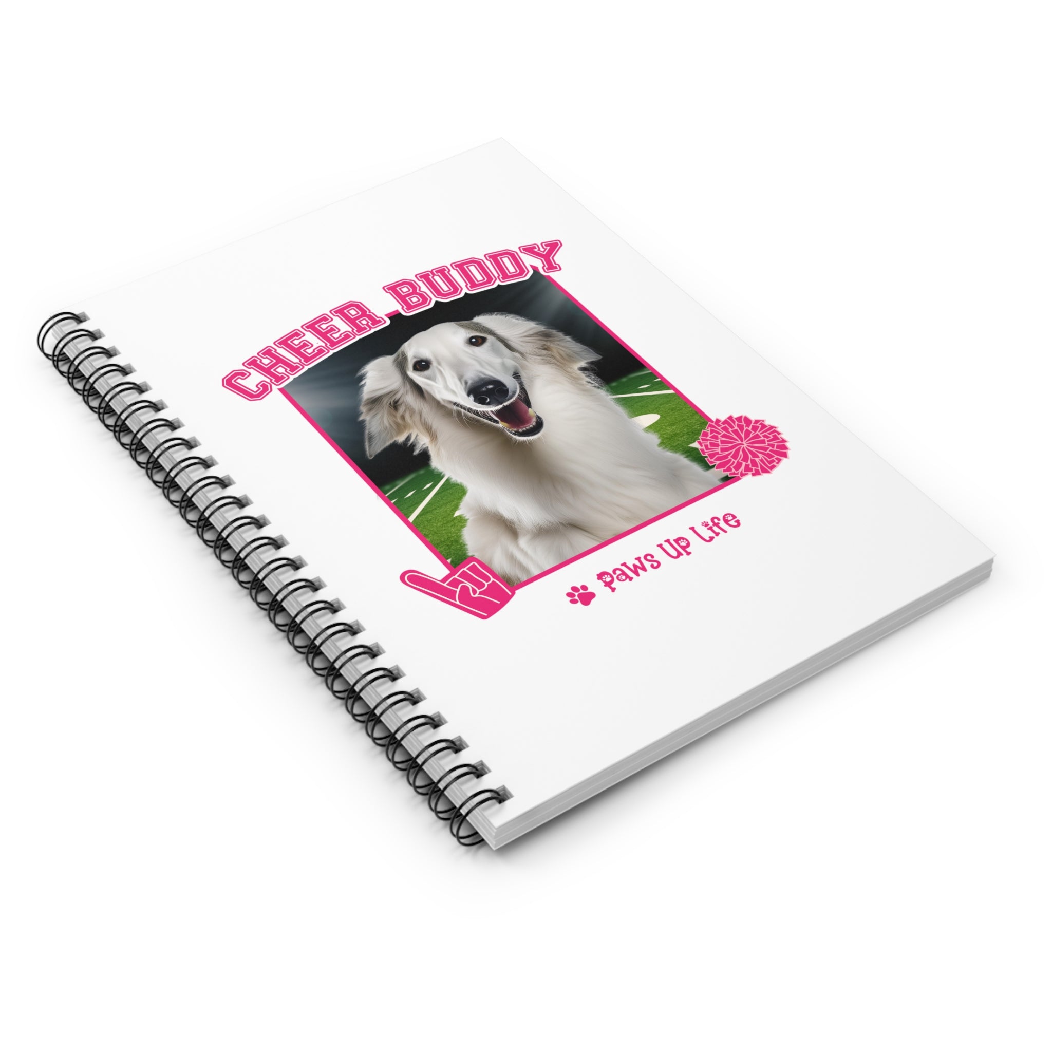 Borzoi Football Cheer Buddy Cheerleading Dog Spiral Notebook for Office and Home - Ruled Line