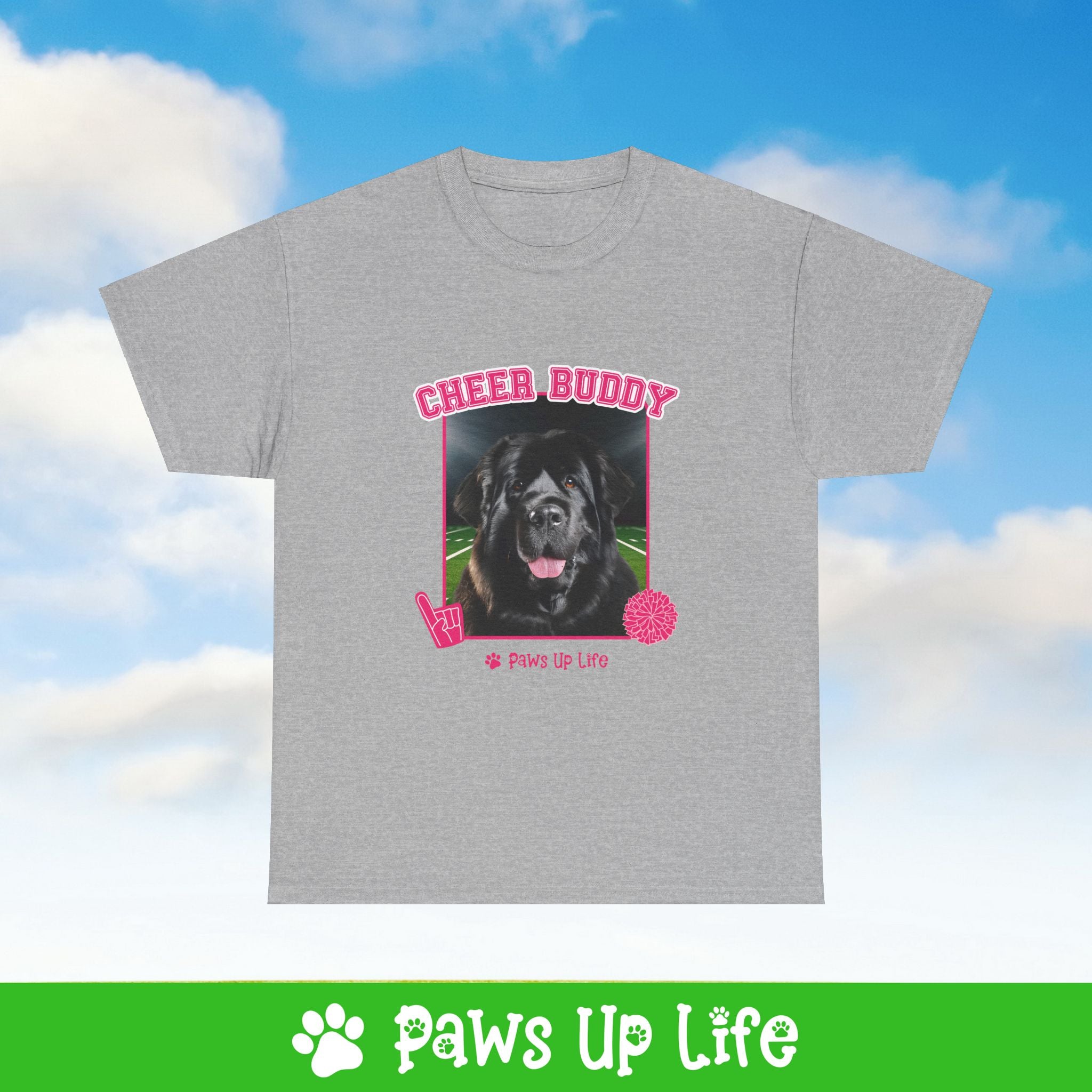 Newfoundland Football Cheer Buddy Cheerleading Dog Tee, Shirt, Unisex Pet Lover Gift, Dog Mom Dad Tshirt, Animal Rescue Advocate, Cute Puppy Graphic Top Classic Collar | Paws Up Life, LLC