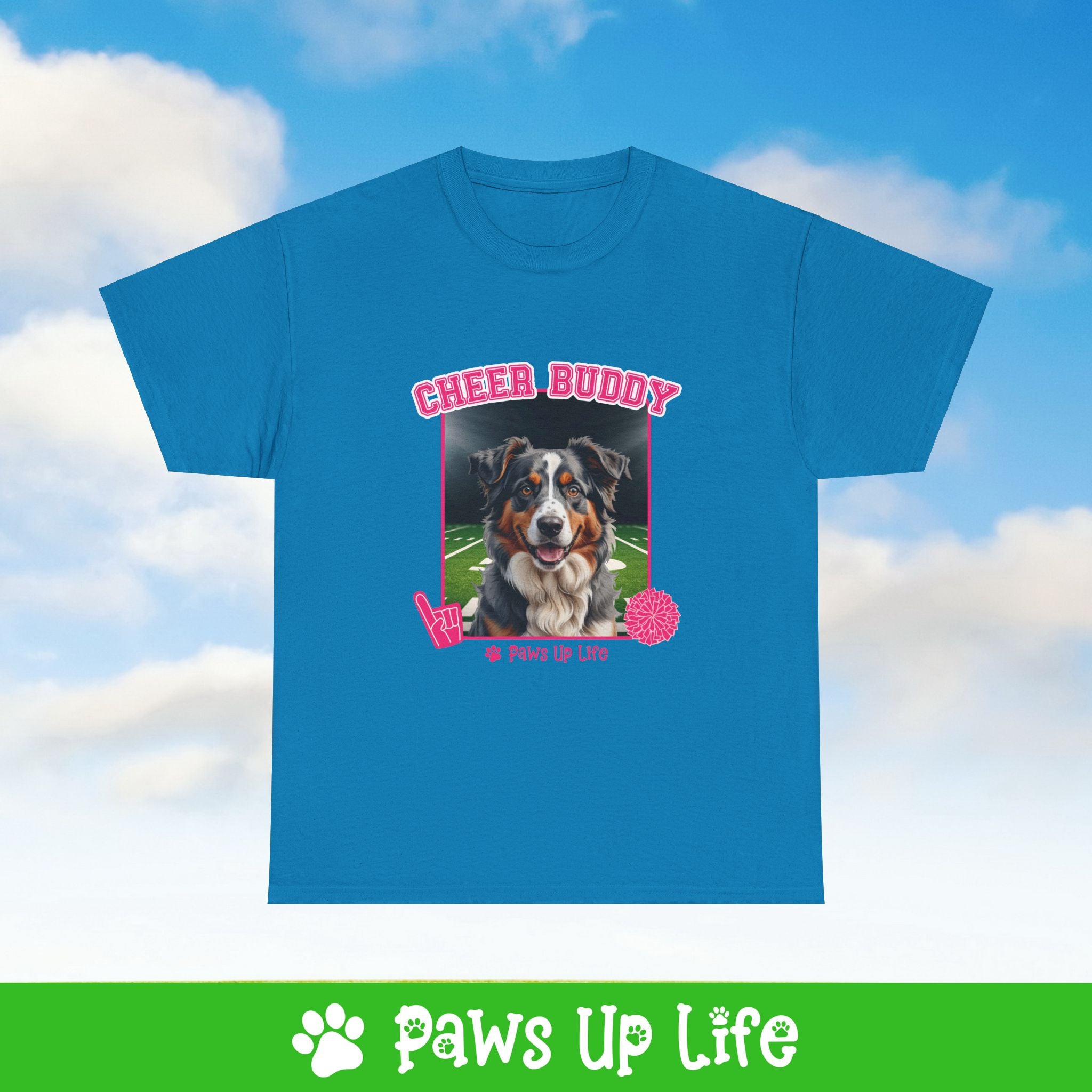 Australian Shepherd Cheer Buddy Cheerleading Dog Tee, Shirt, Unisex Pet Lover Gift, Dog Mom Dad Tshirt, Animal Rescue Advocate, Cute Puppy Graphic Top Classic Collar