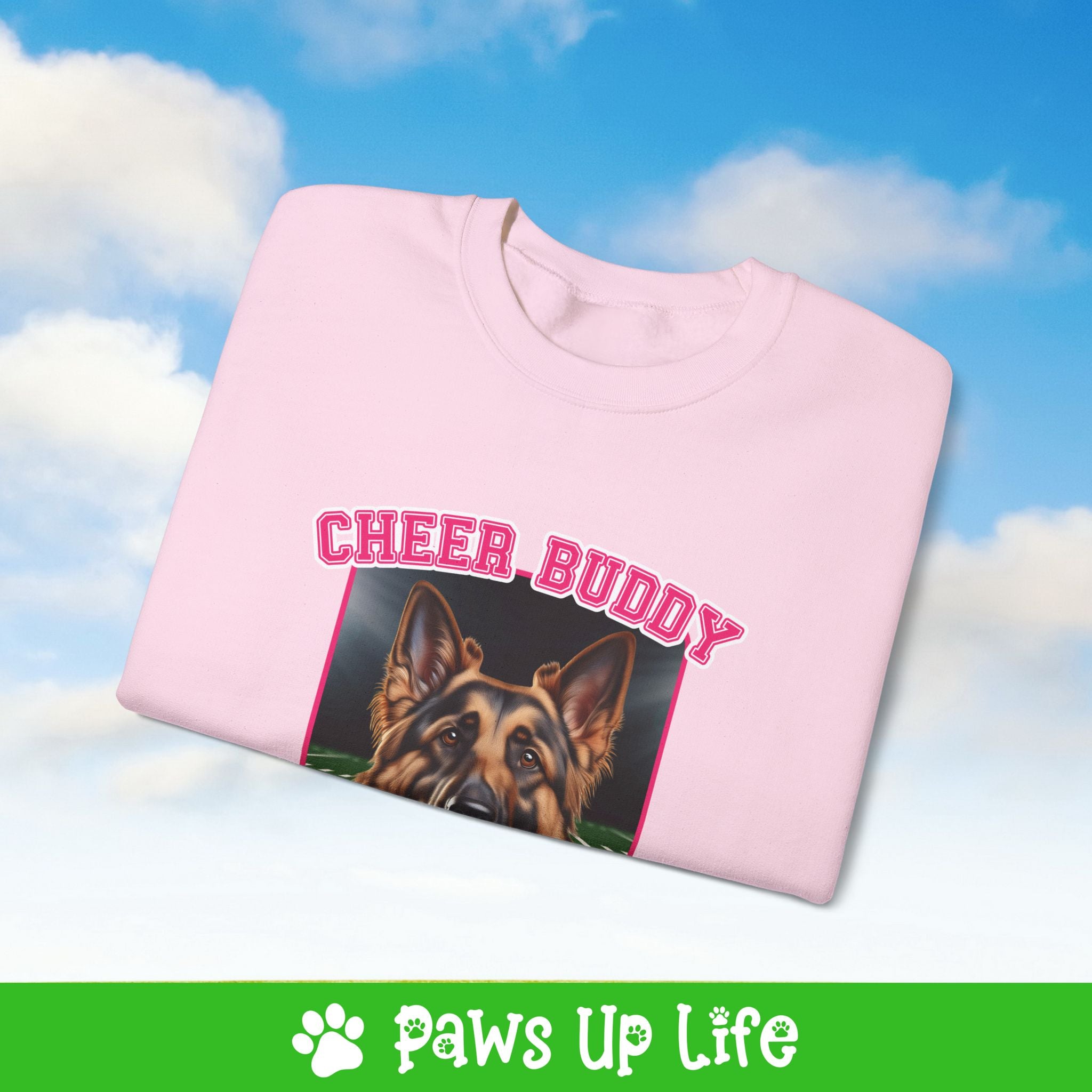 German Shepherd Football Cheer Buddy Cheerleading Dog Crewneck Sweatshirt, Unisex Gift for Animal Lovers, Dog Mom Dad Sweatshirt, Cute Dog Lover Apparel, Fun Pet | Paws Up Life, LLC