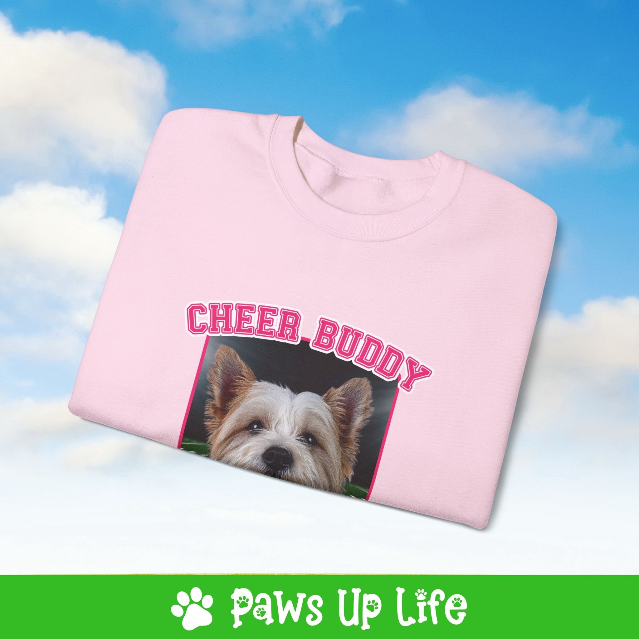 White Norfolk Terrier Football Cheer Buddy Cheerleading Dog Crewneck Sweatshirt, Unisex Gift for Animal Lovers, Dog Mom Dad Sweatshirt, Cute Dog Lover Apparel, Fun Pet | Paws Up Life, LLC