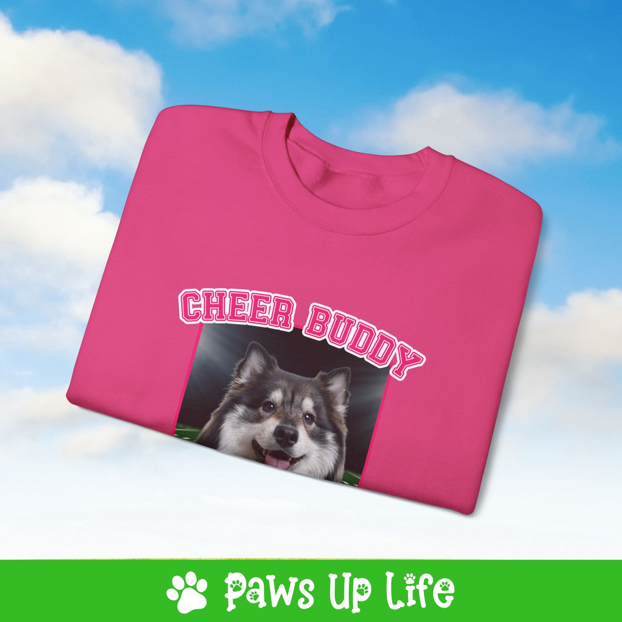 Finnish Lapphund Football Cheer Buddy Cheerleading Dog Crewneck Sweatshirt, Unisex Gift for Animal Lovers, Dog Mom Dad Sweatshirt, Cute Dog Lover Apparel, Fun Pet | Paws Up Life, LLC