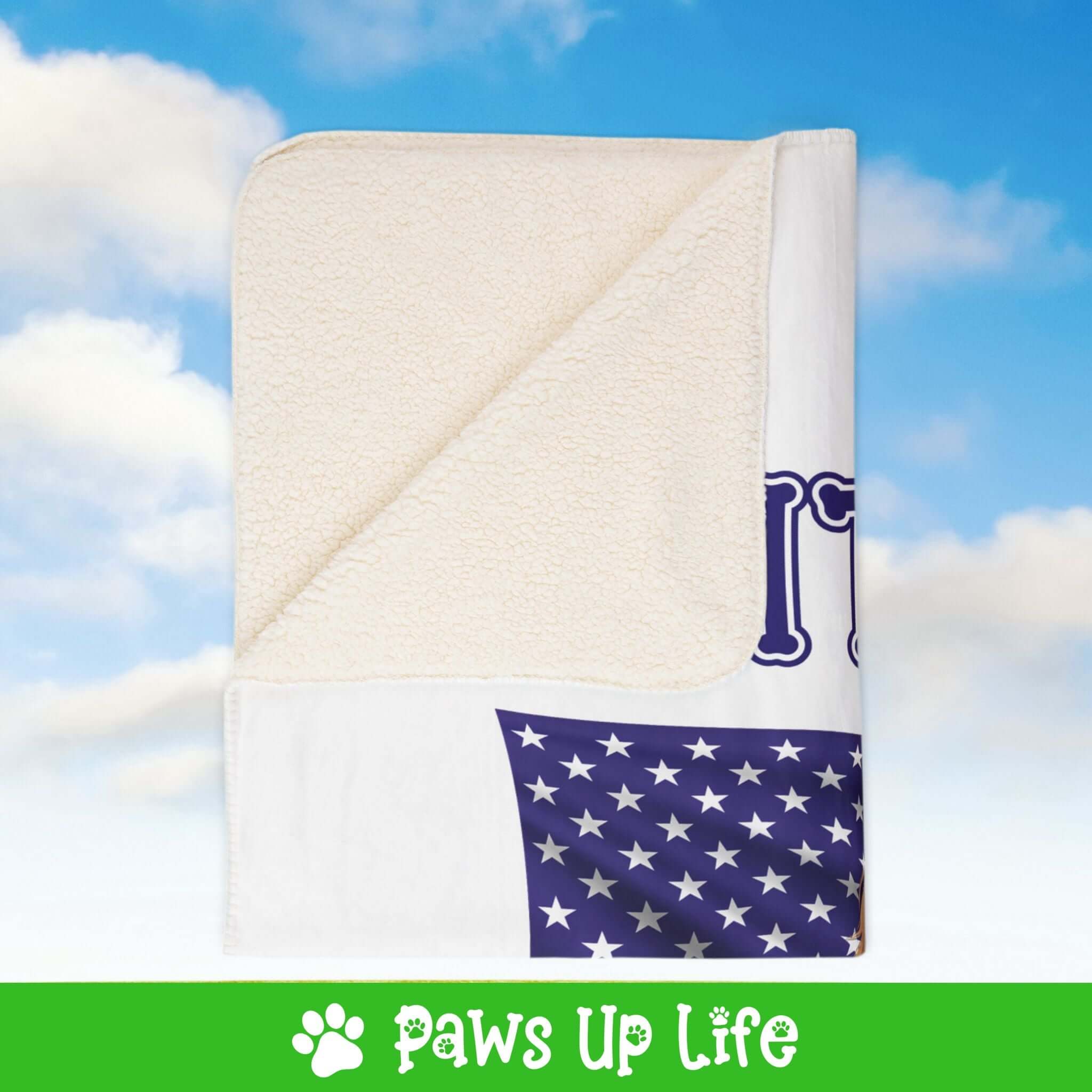 "United We Love" Spoodle Patriotic Fleece Sherpa Blanket - Perfect for Snuggling and Cozy Napping | Paws Up Life, LLC