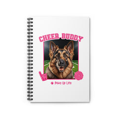 German Shepherd Football Cheer Buddy Cheerleading Dog Spiral Notebook for Office and Home - Ruled Line | Paws Up Life, LLC