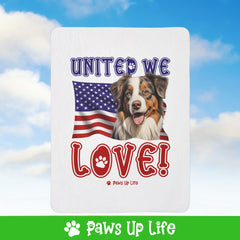 Miniature American Shepherd Dog United We Love Fleece Sherpa Blanket - Perfect for Snuggling and Cozy Napping | Paws Up Life, LLC