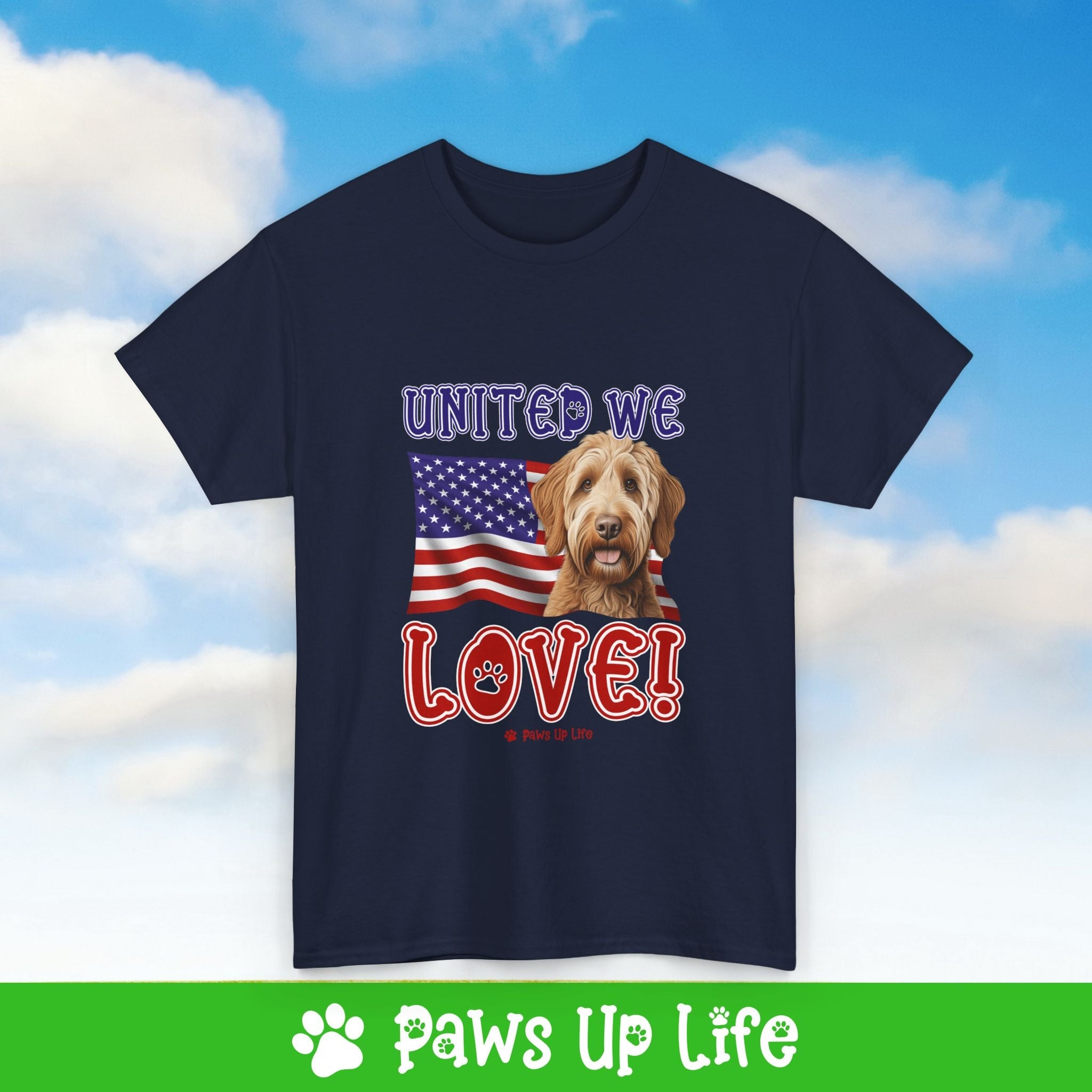 Labradoodle Dog United We Love Dog Tee, Shirt, Unisex Pet Lover Gift, Dog Mom Dad Tshirt, Animal Rescue Advocate, Cute Puppy Graphic Top Classic Collar | Paws Up Life, LLC