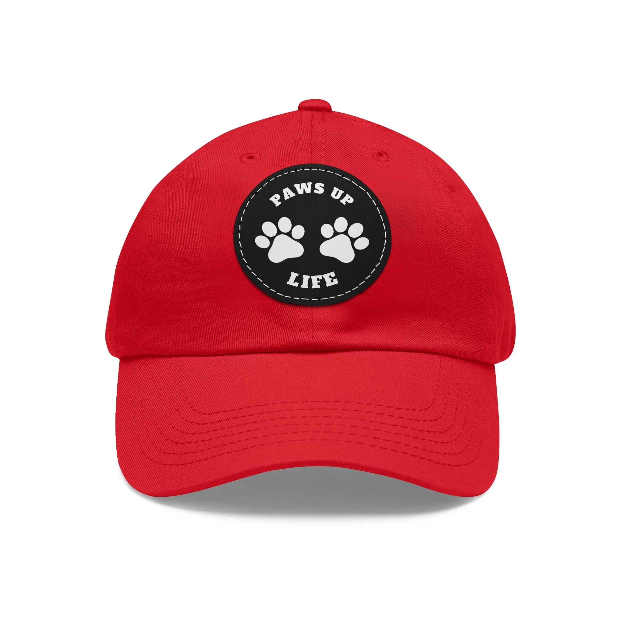 Paws Up Life Logo Dog Mom or Dad Hat with Leather Patch (Round) Show Your Dog Dad Pride with this Stylish Hat Featuring a Leather Patch. Crafted for Comfort and Durability, It's The Perfect Accessory For Canine Enthusiasts Who Appreciate Quality and Style