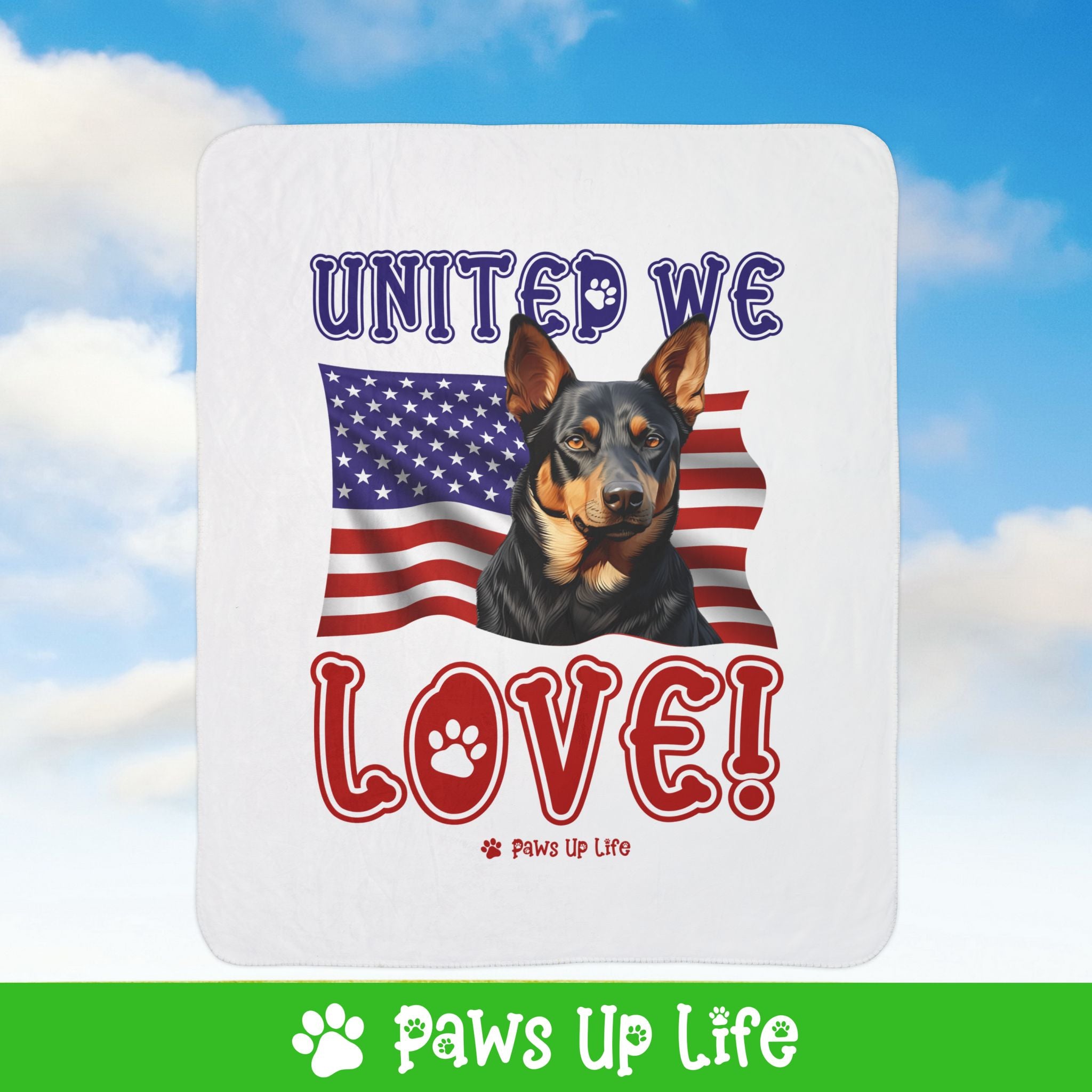 Australian Kelpie Dog United We Love Fleece Sherpa Blanket - Perfect for Snuggling and Cozy Napping | Paws Up Life, LLC