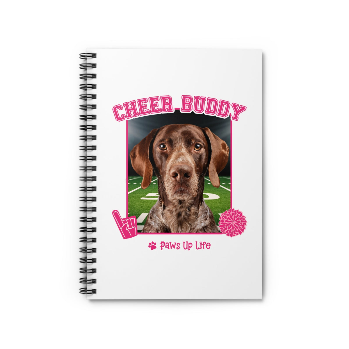 German Shorthaired Pointer Football Cheer Buddy Cheerleading Dog Spiral Notebook for Office and Home | Paws Up Life, LLC