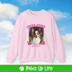 Papillon Football Cheer Buddy Cheerleading Dog Crewneck Sweatshirt, Unisex Gift for Animal Lovers, Dog Mom Dad Sweatshirt, Cute Dog Lover Apparel, Fun Pet | Paws Up Life, LLC