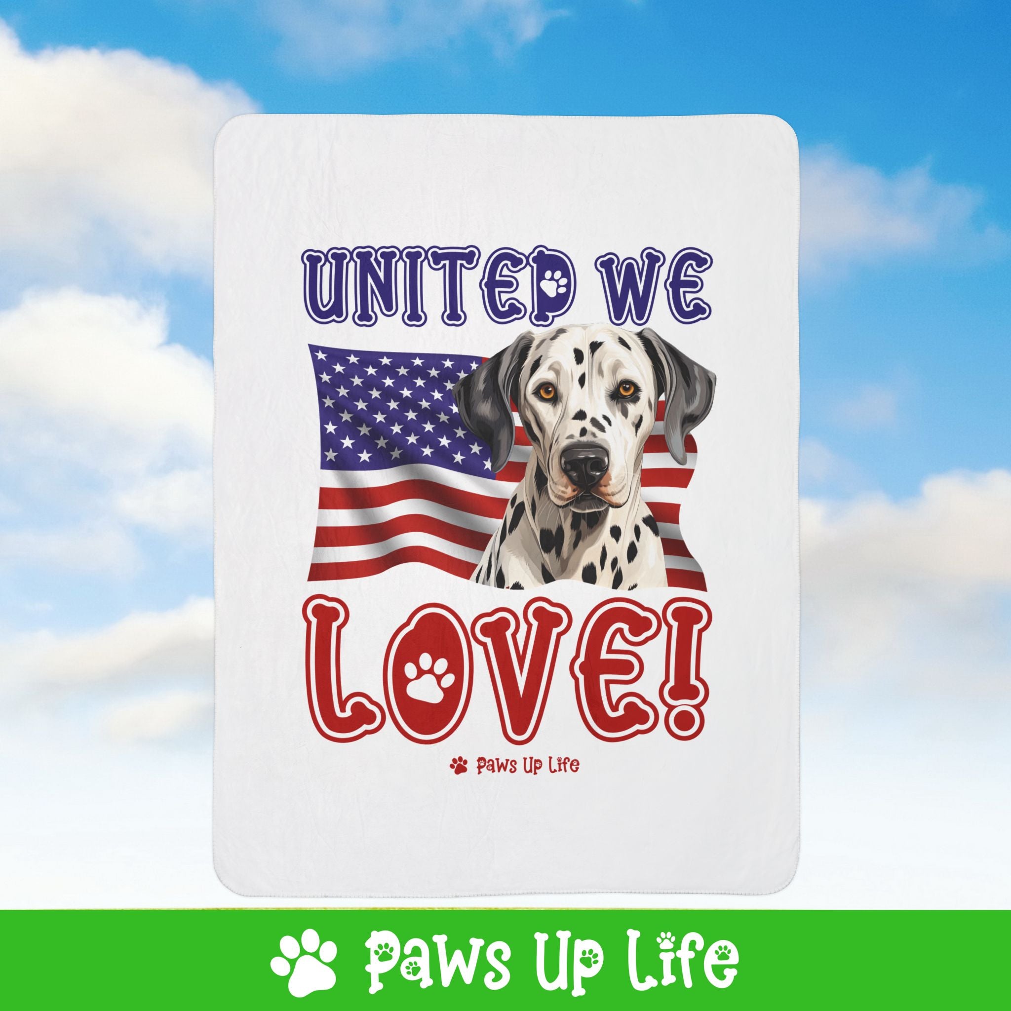 Dalmatian Dog United We Love Fleece Sherpa Blanket - Perfect for Snuggling and Cozy Napping | Paws Up Life, LLC