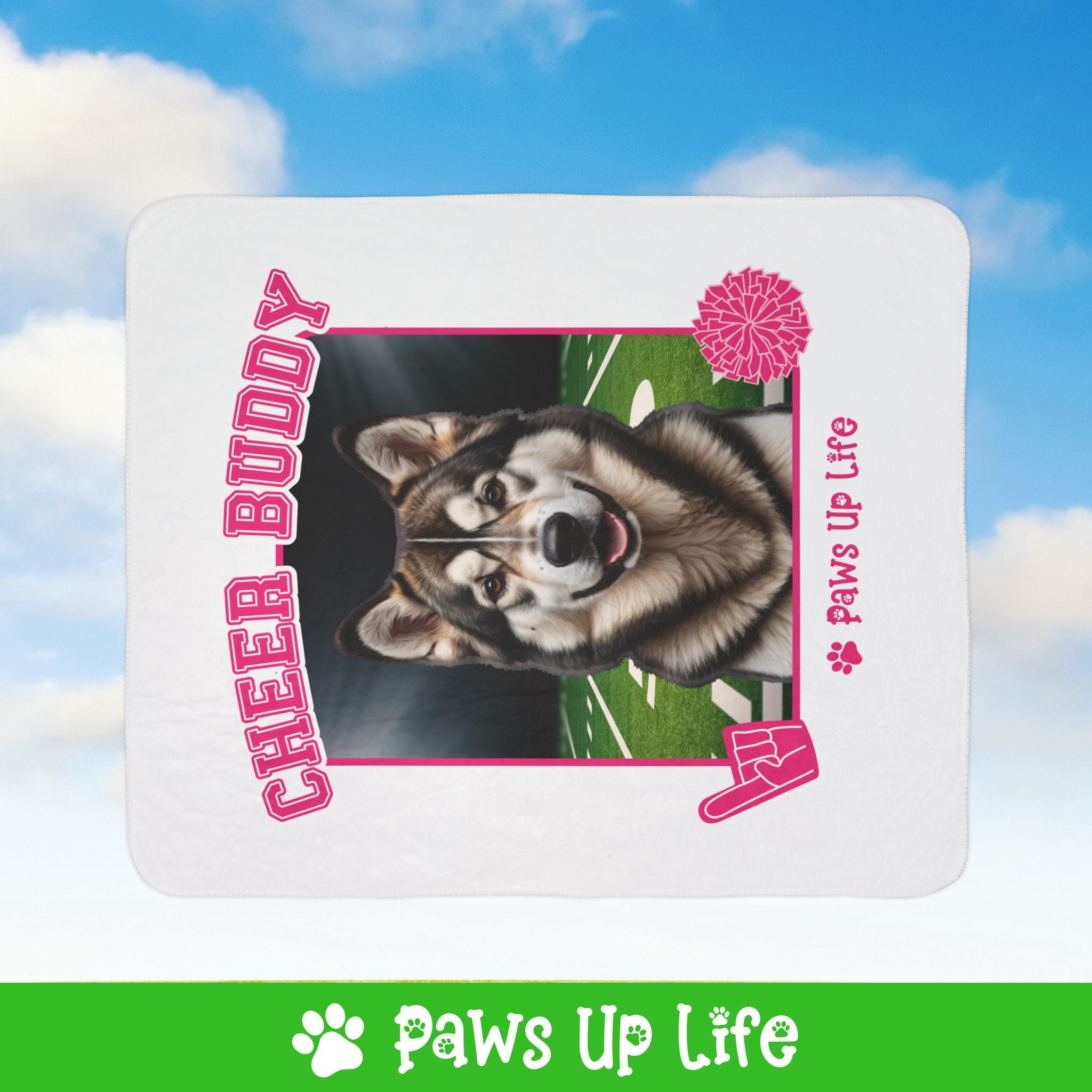 Alaskan Malamute Cheer Buddy Cheerleading Dog Fleece Sherpa Blanket - Perfect for Snuggling and Cozy Napping | Paws Up Life, LLC